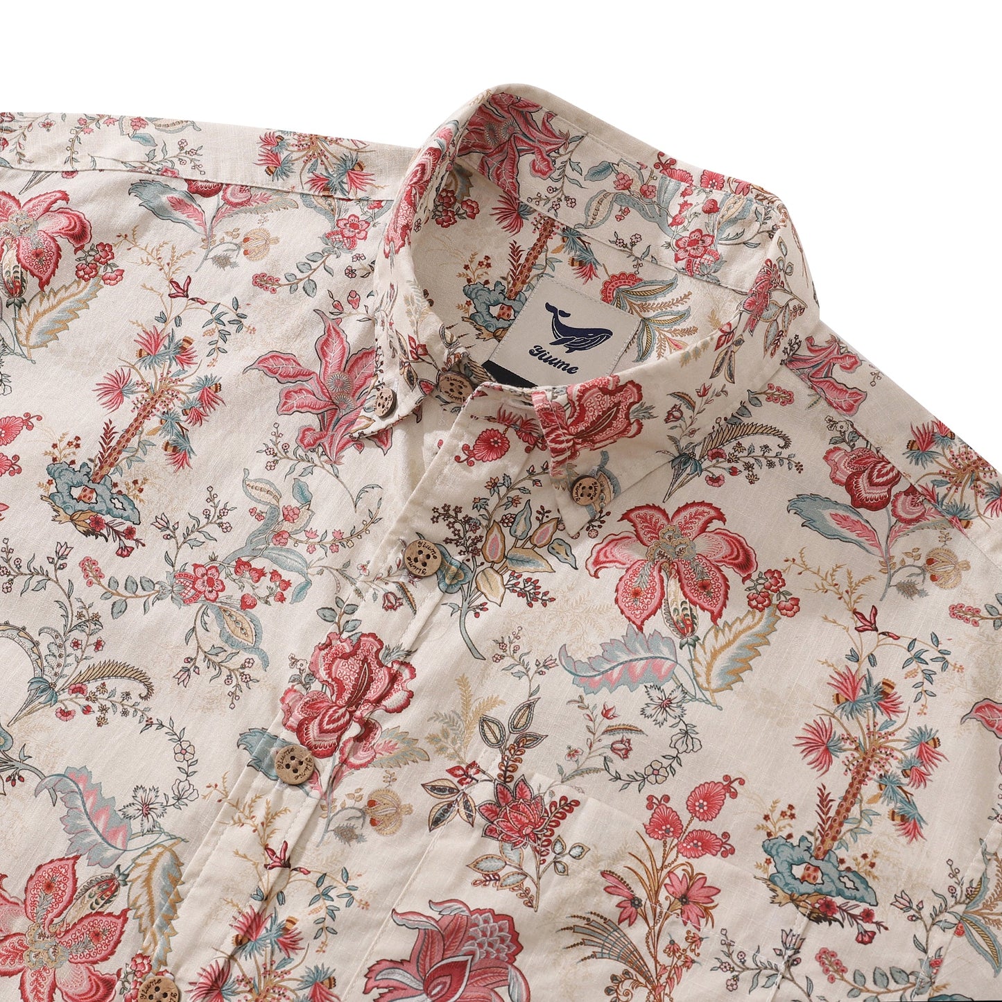 Valentine's Day Men's Hawaiian Shirt Paradise Found Print Cotton Button-down Short Sleeve Aloha Shirt