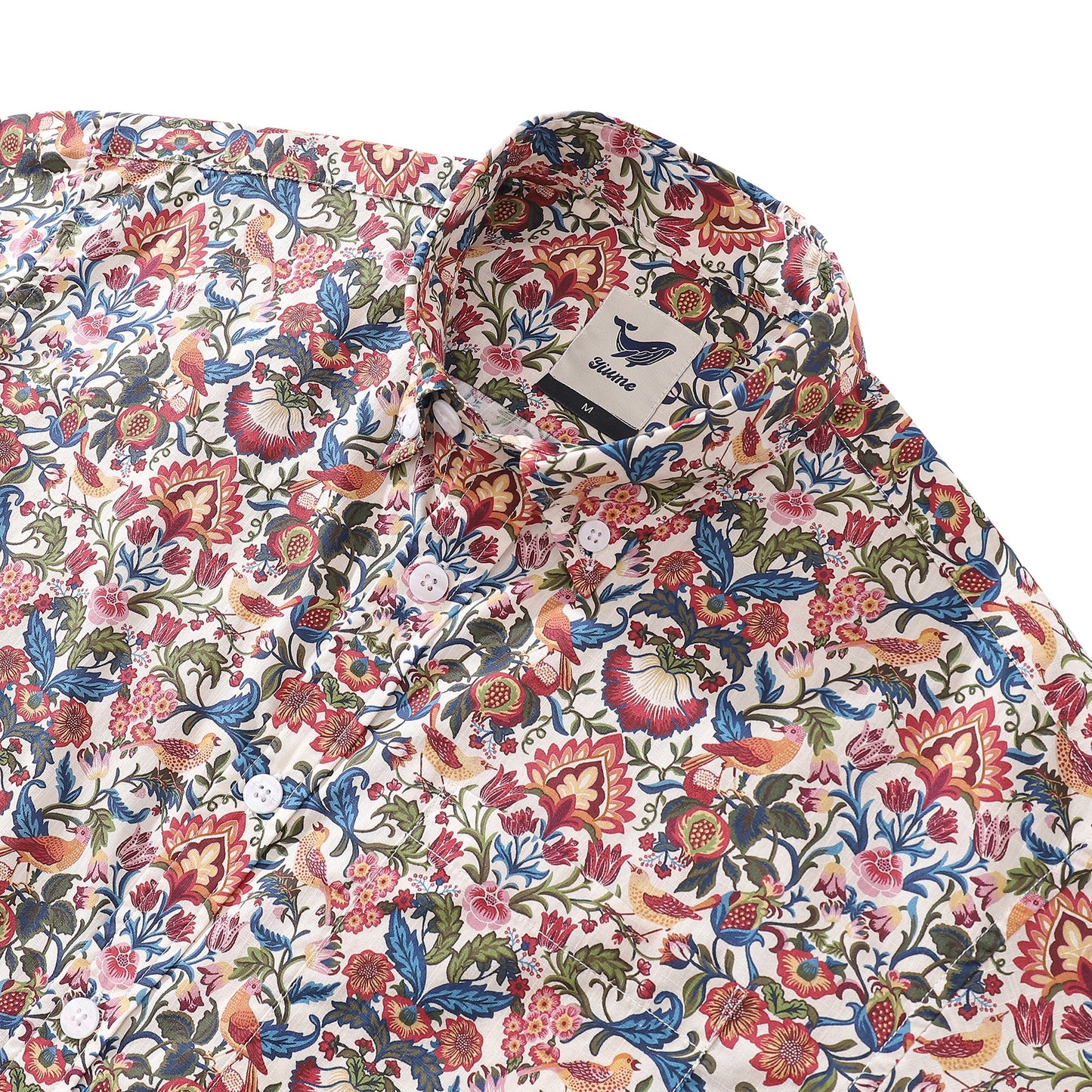 Men's Hawaiian Shirt Rural Charm Print Cotton Button-down Short Sleeve Aloha Shirt