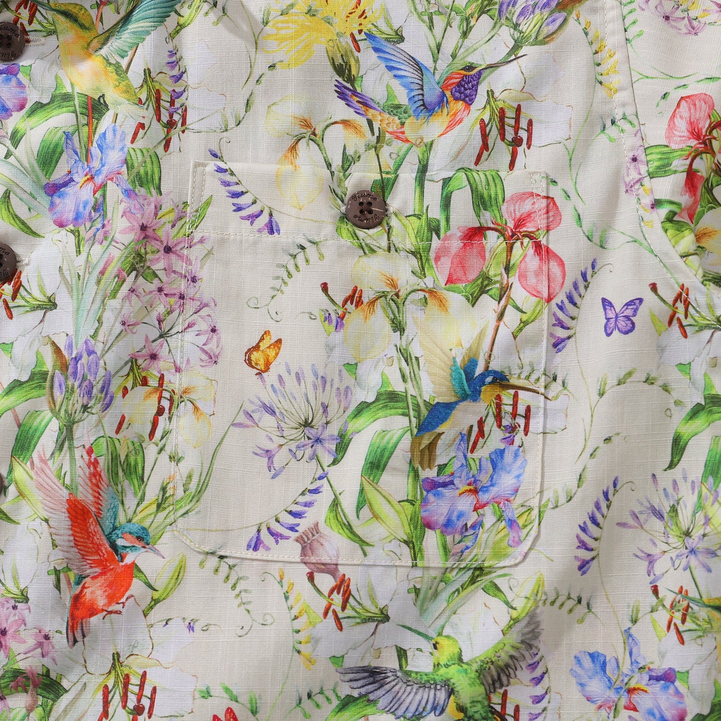 Hawaiian Shirt For Men Hummingbirds Dancing in Flowers Shirt Camp Collar 100% Cotton