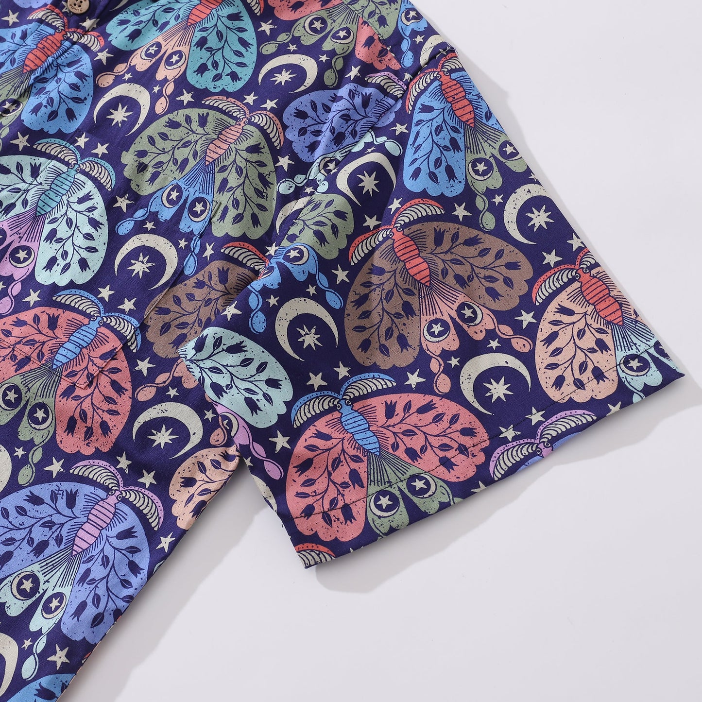 Men's Hawaiian Shirt Moon Moth Mysteries By Rebecca Elfast Cotton Button-down Short Sleeve Aloha Shirt