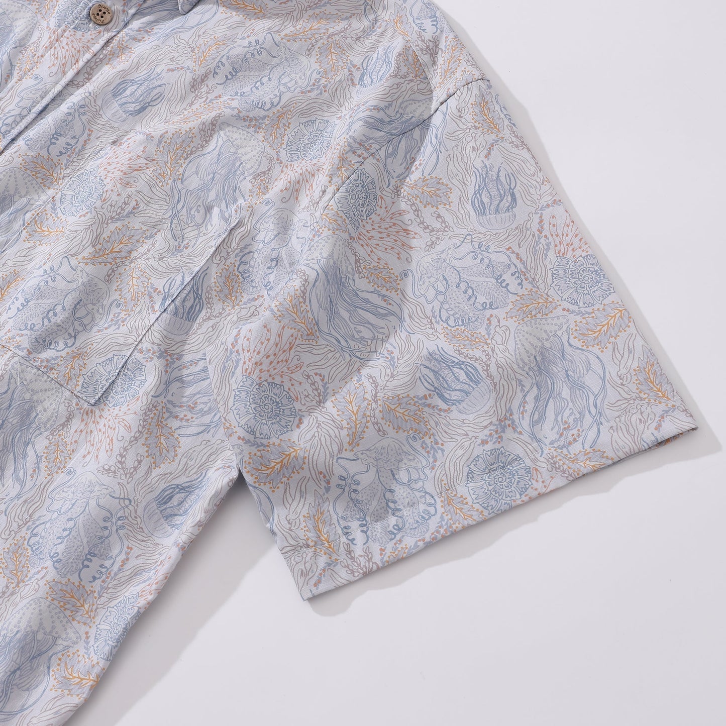 Men's Hawaiian Shirt Jellyfish Seascape By Andrea Leonelli Cotton Button-down Short Sleeve Aloha Shirt
