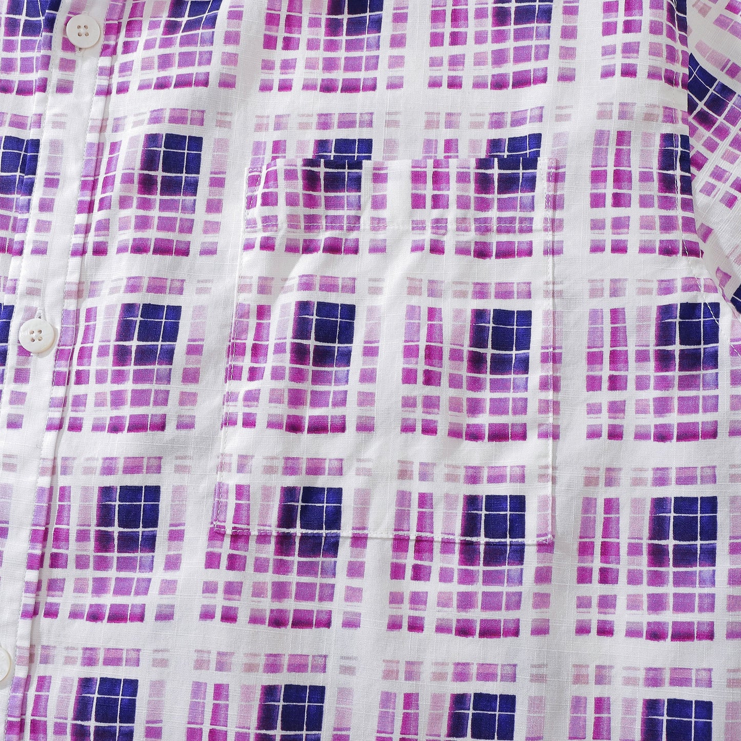 Men's Plaid Shirt Gradient Geometry Purple Print Cotton Hawaiian Shirt