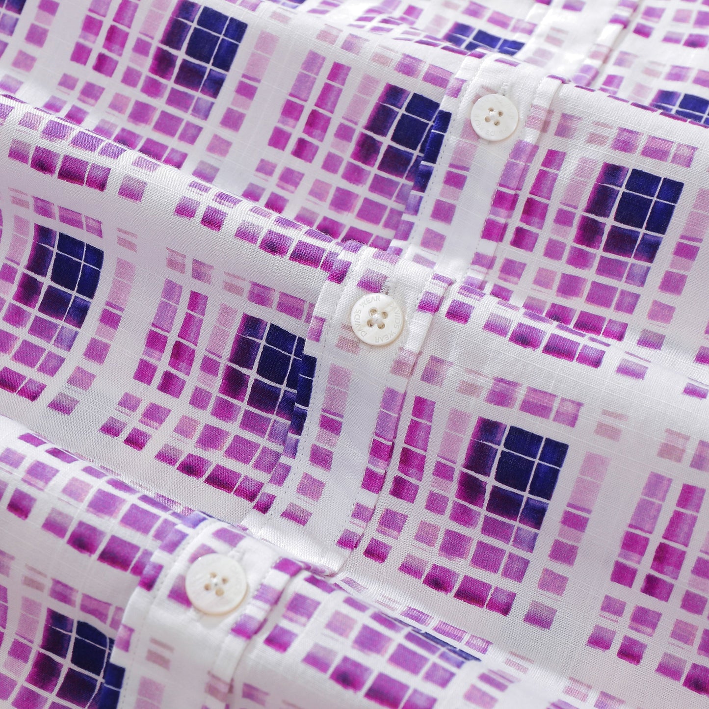 Men's Plaid Shirt Gradient Geometry Purple Print Cotton Hawaiian Shirt