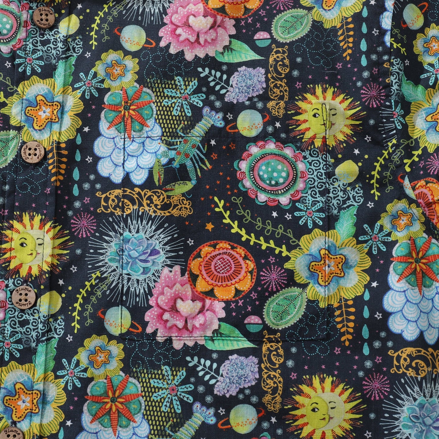 Men's Hawaiian Shirt Midnight Flowers By Caroline Bonne Müller Cotton Button-down Short Sleeve Aloha Shirt