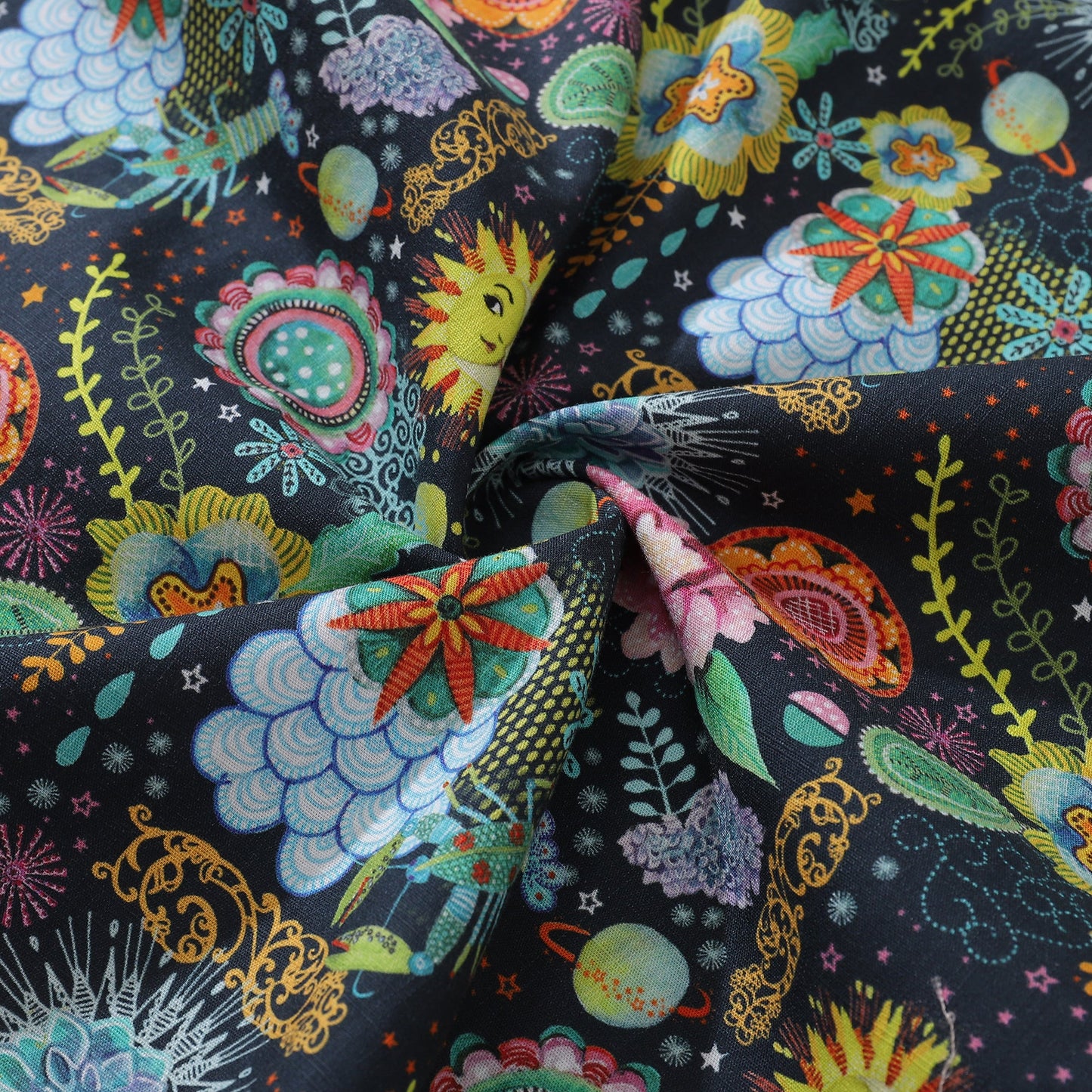 Men's Hawaiian Shirt Midnight Flowers By Caroline Bonne Müller Cotton Button-down Short Sleeve Aloha Shirt