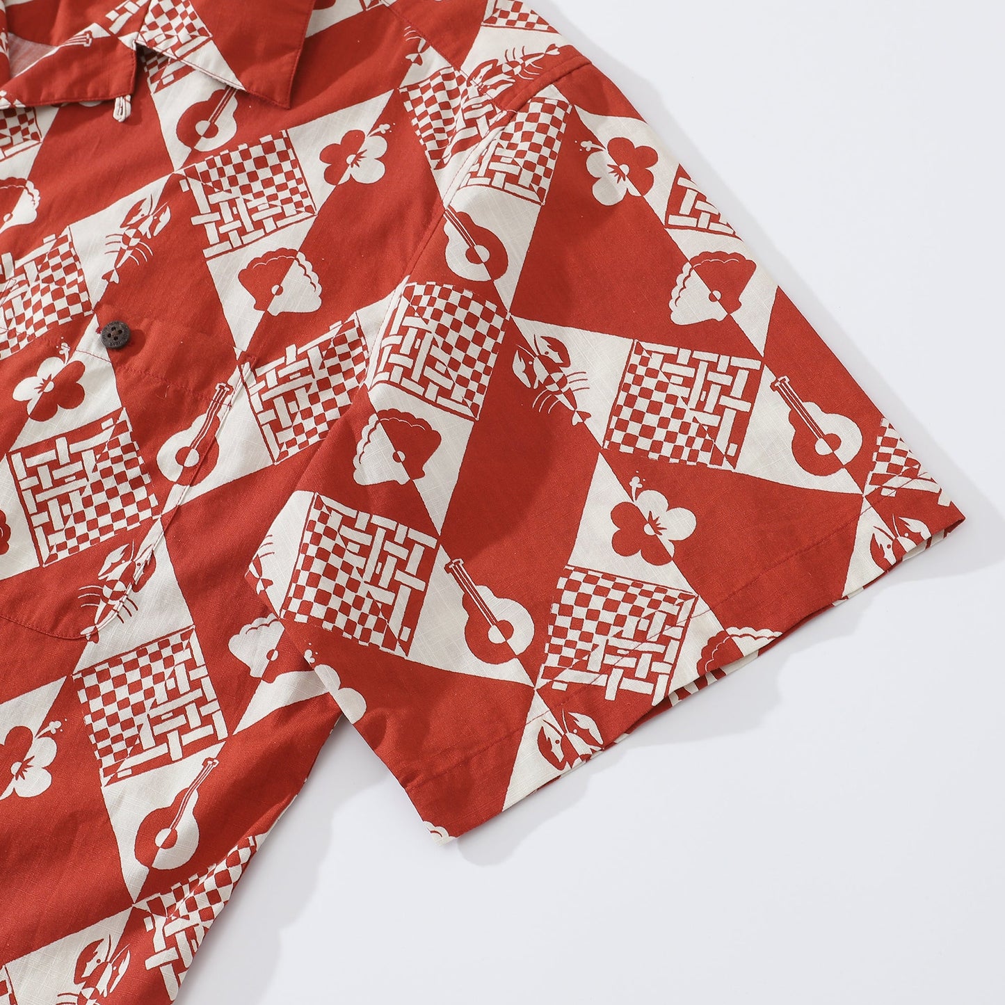1970s Vintage Hawaiian Shirts For Men Checkerboard Variations Shirt 100% Cotton