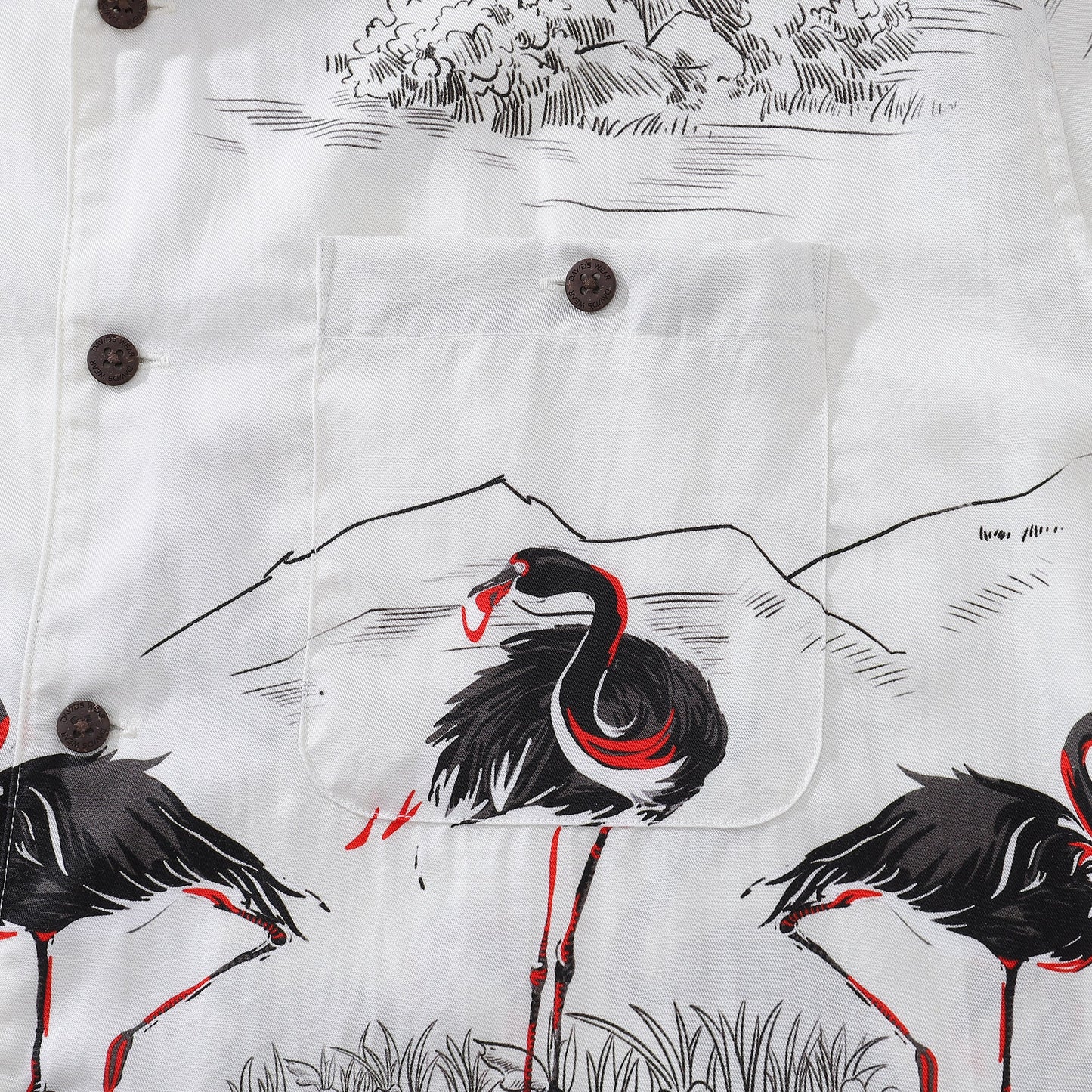 Hawaiian Shirts For Men 1950s Vintage Flamingo Print Short Sleeve Aloha Shirt
