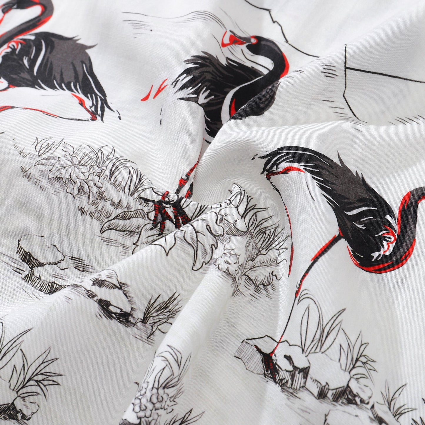 Hawaiian Shirts For Men 1950s Vintage Flamingo Print Short Sleeve Aloha Shirt