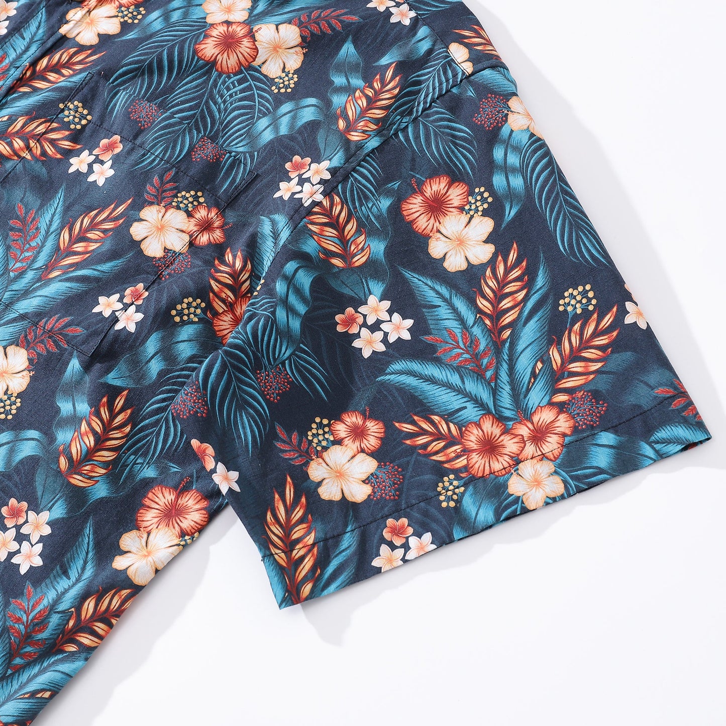 Men's Hawaiian Shirt Tropical Night Print By ME.Coco.design Cotton Button-down Short Sleeve Aloha Shirt