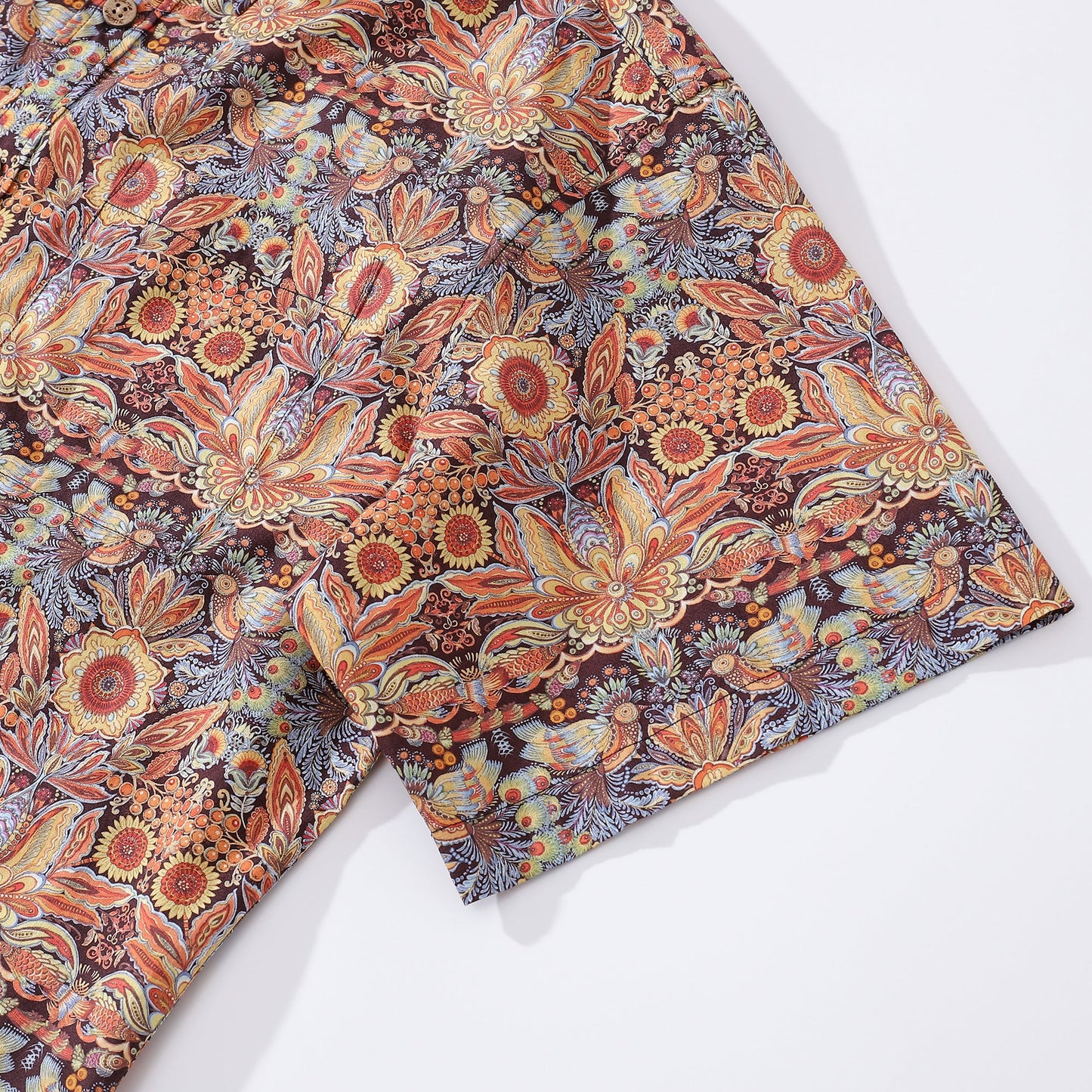 Men's Hawaiian Shirt Mystical Garden Print Cotton 1940s Vintage Short Sleeve Aloha Shirt