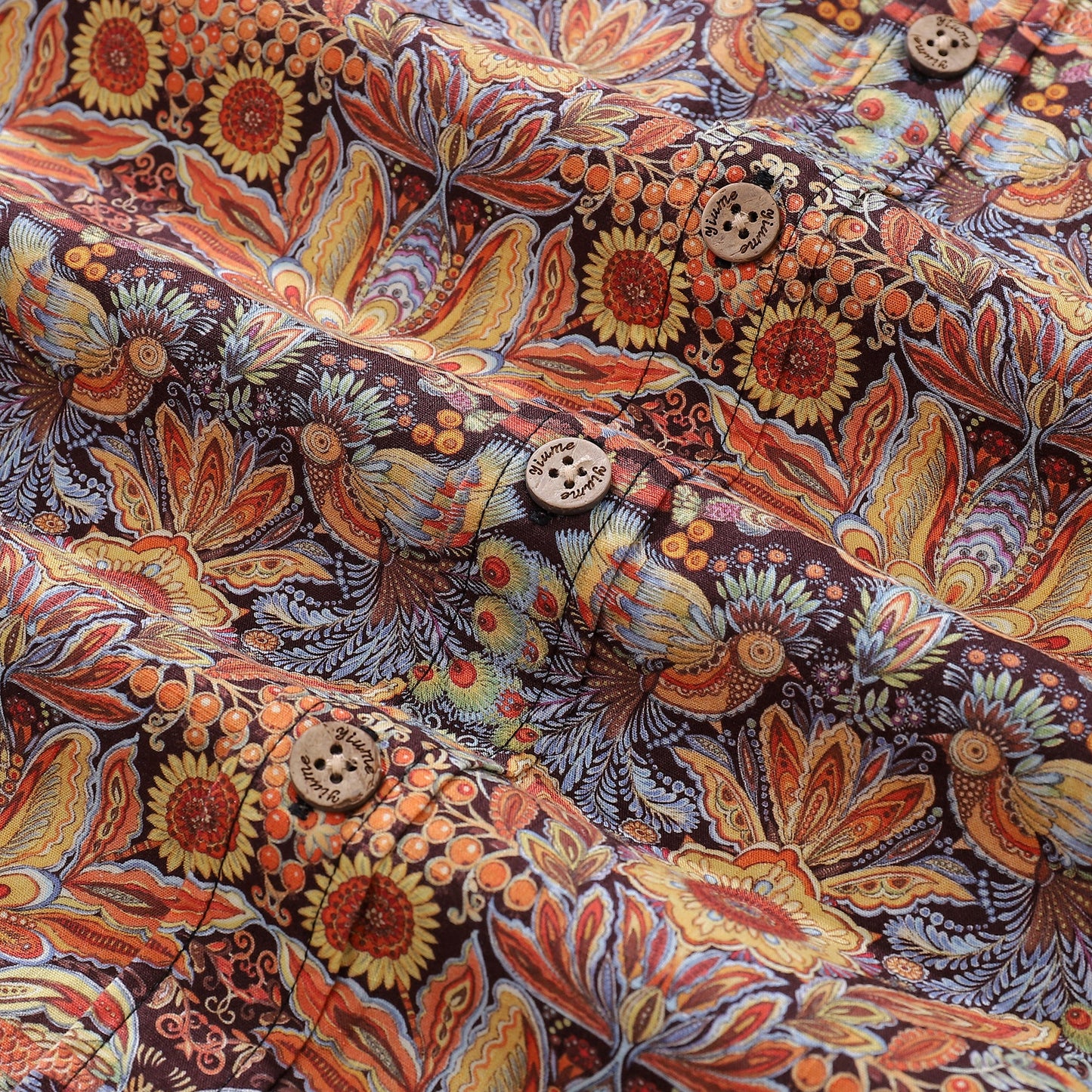 Men's Hawaiian Shirt Mystical Garden Print Cotton 1940s Vintage Short Sleeve Aloha Shirt