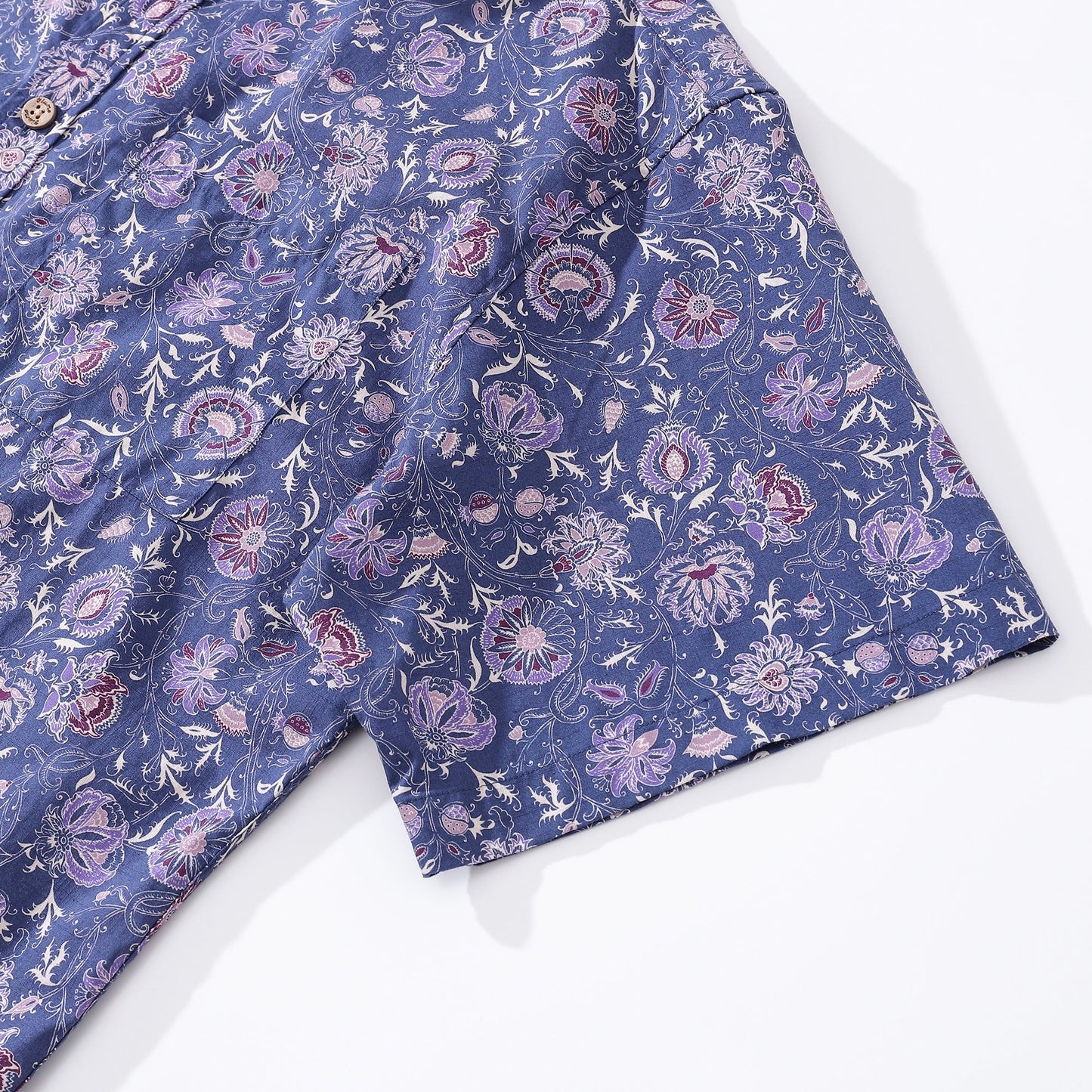 Men's Hawaiian Shirt Mystic Flowers Print Cotton Button-down Short Sleeve Aloha Shirt