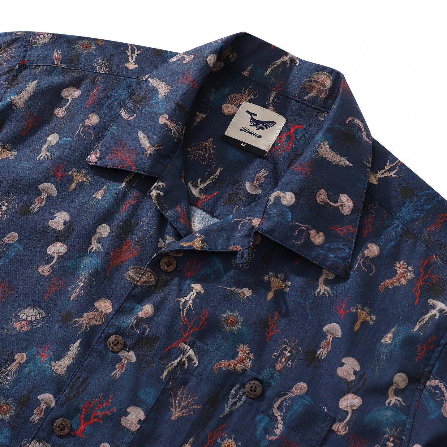 Hawaiian Shirt For Men Oceans and Coral Shirt Camp Collar 100% Cotton
