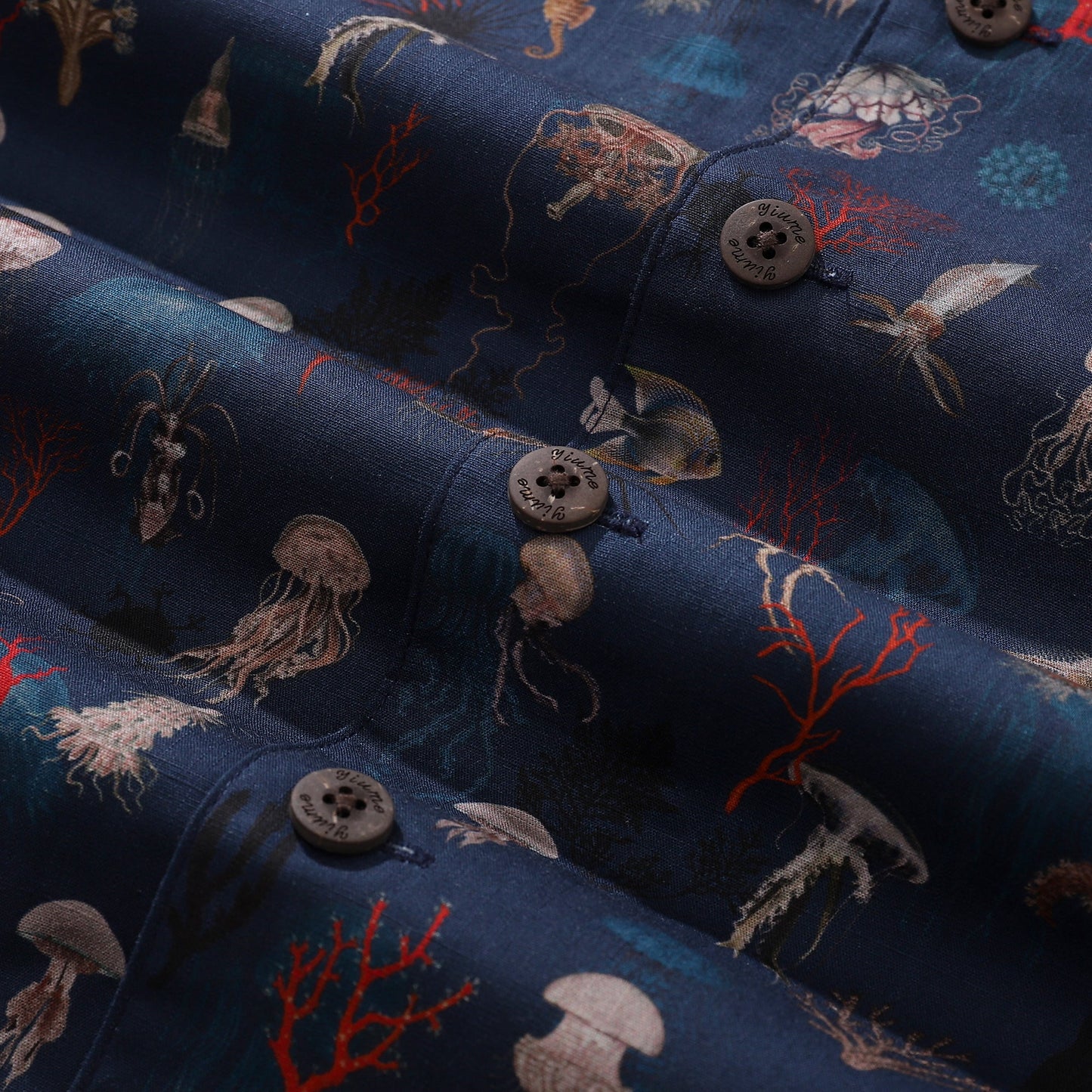 Hawaiian Shirt For Men Oceans and Coral Shirt Camp Collar 100% Cotton