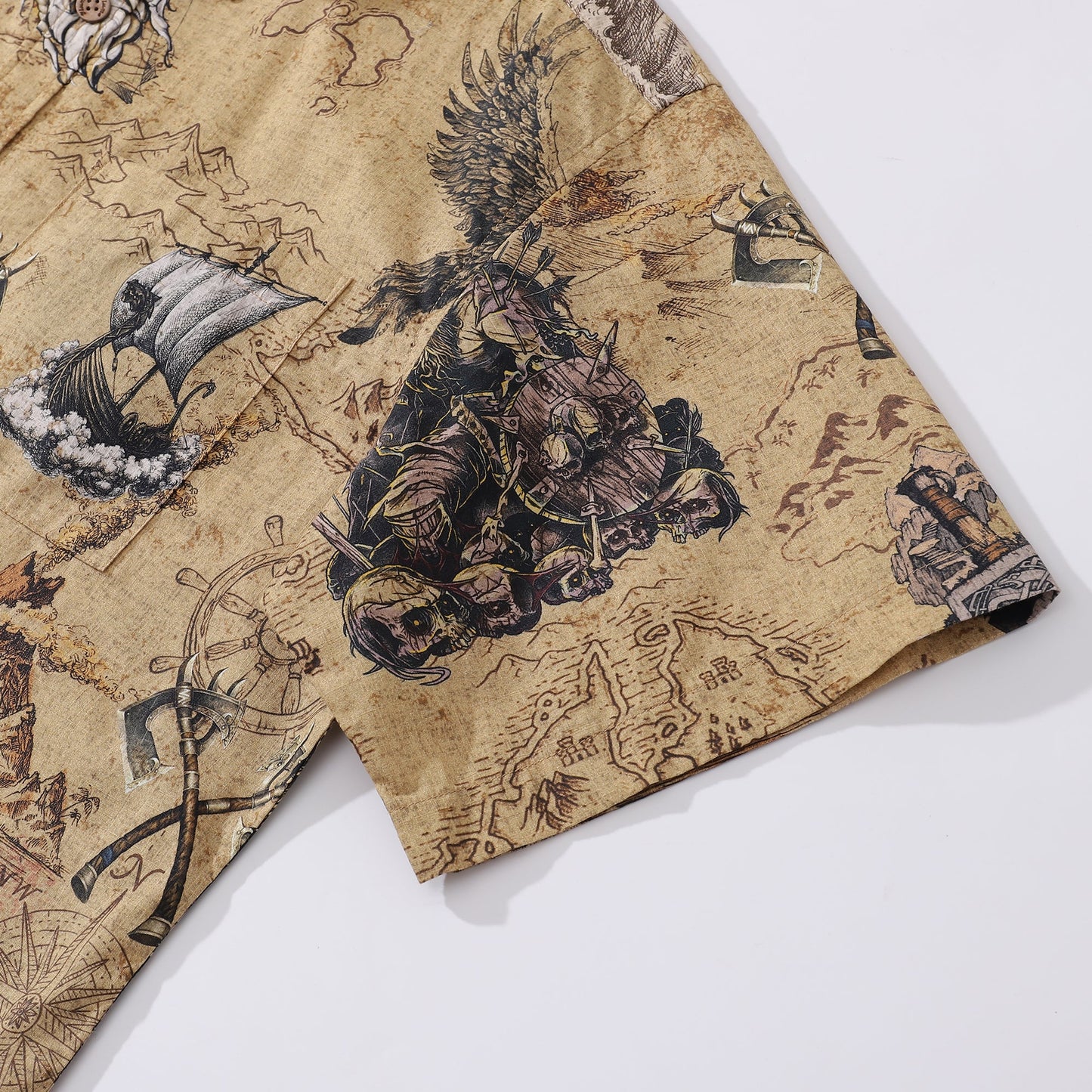 Men's Hawaiian Shirt Swashbucklers' Quest Cotton Button-down Short Sleeve Aloha Shirt