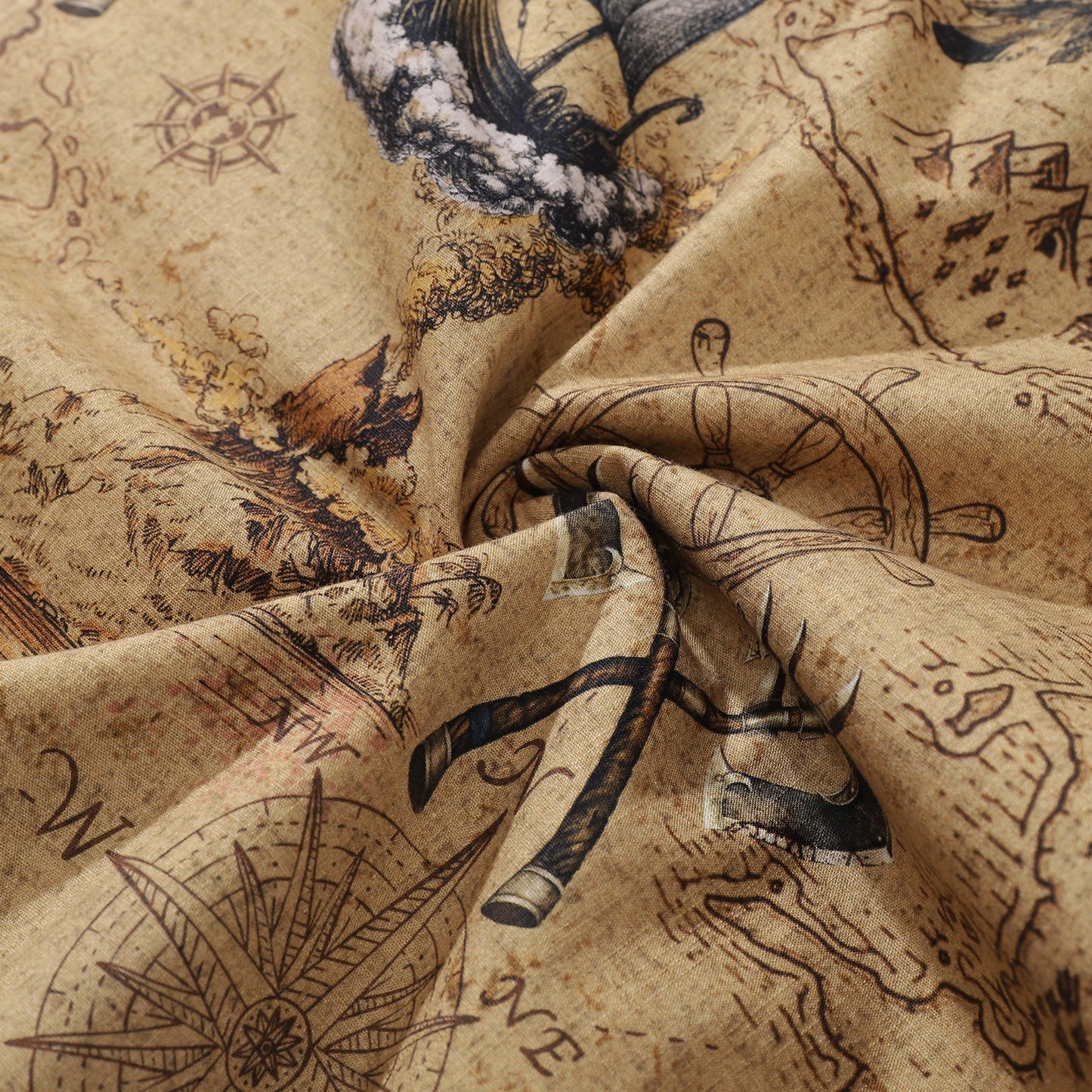 Men's Hawaiian Shirt Swashbucklers' Quest Cotton Button-down Short Sleeve Aloha Shirt