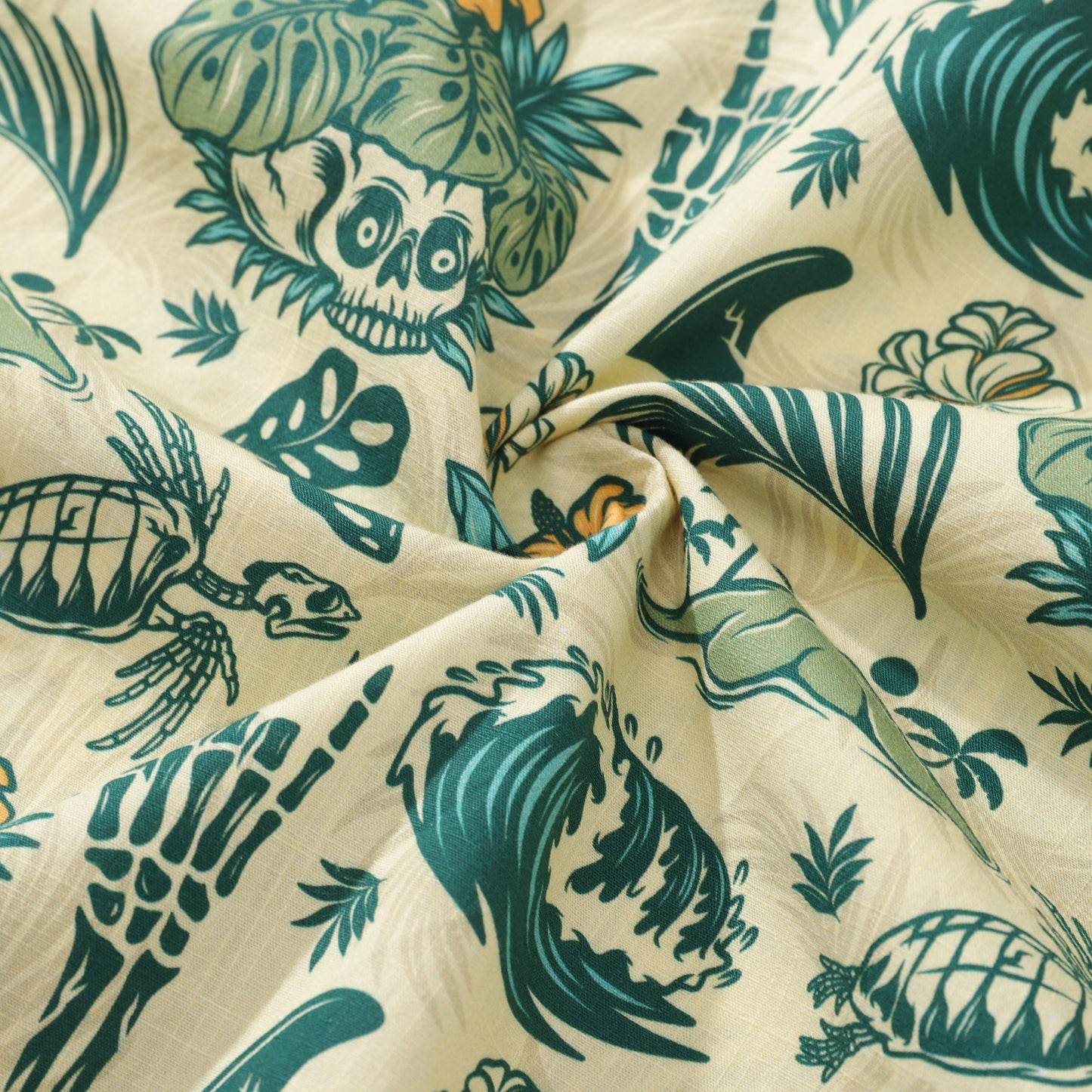 Men's Hawaiian Shirt Tropical Surf Punk Pattern By Loinda Flow Cotton Camp collar Short Sleeve Aloha Shirt