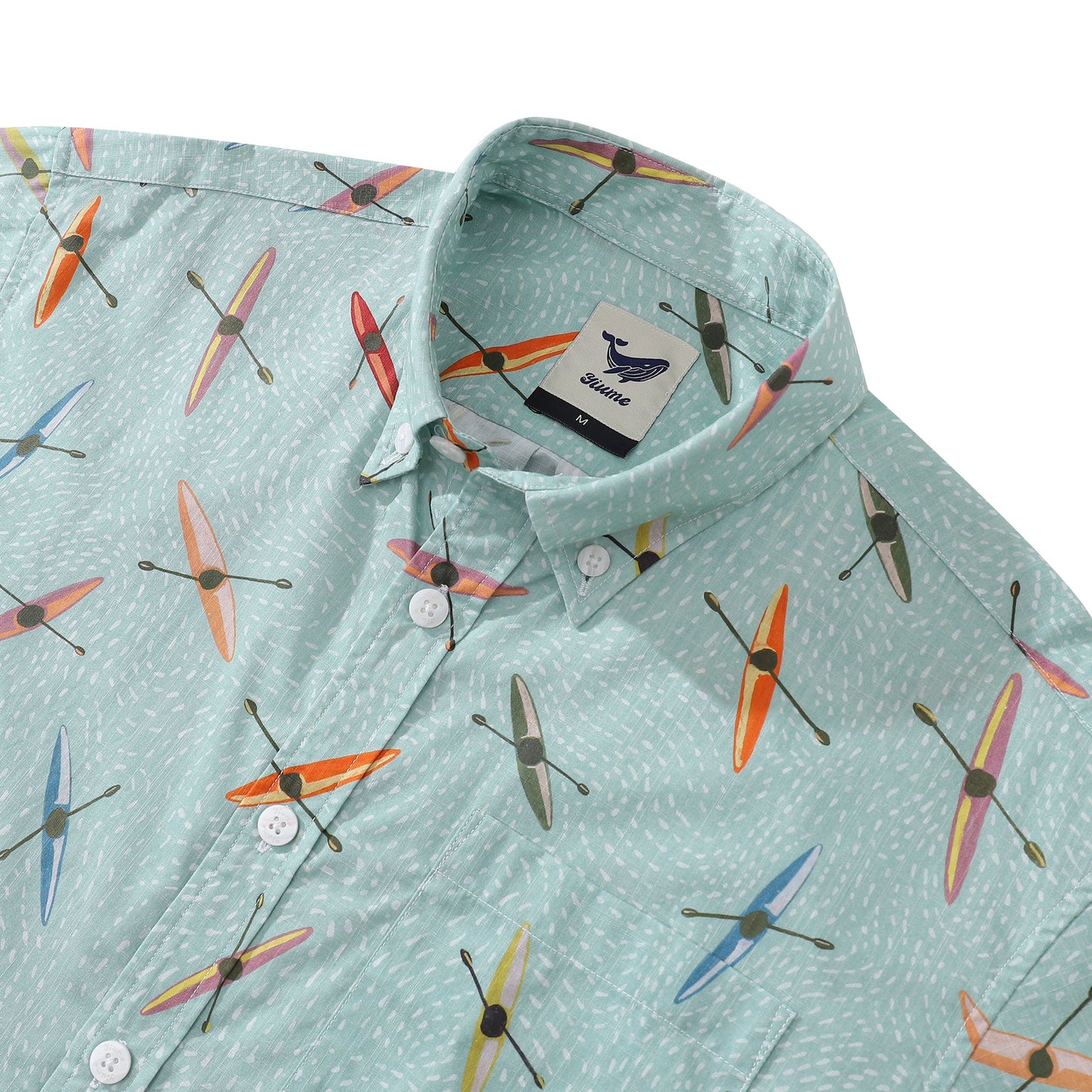Men's Hawaiian Shirt Sea Kayaks Print By Katie O'Shea Design Cotton Button-down Short Sleeve Aloha Shirt