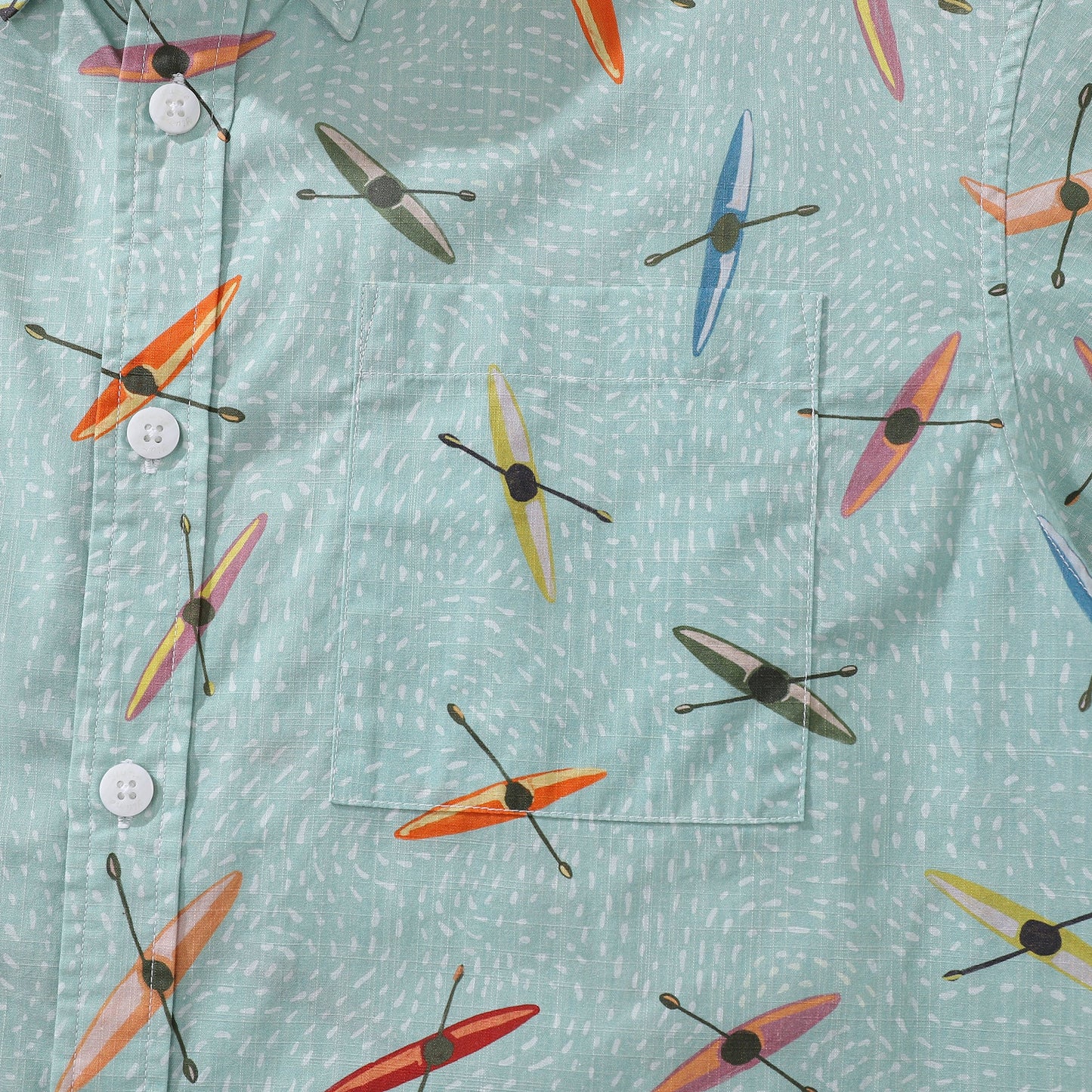 Men's Hawaiian Shirt Sea Kayaks Print By Katie O'Shea Design Cotton Button-down Short Sleeve Aloha Shirt