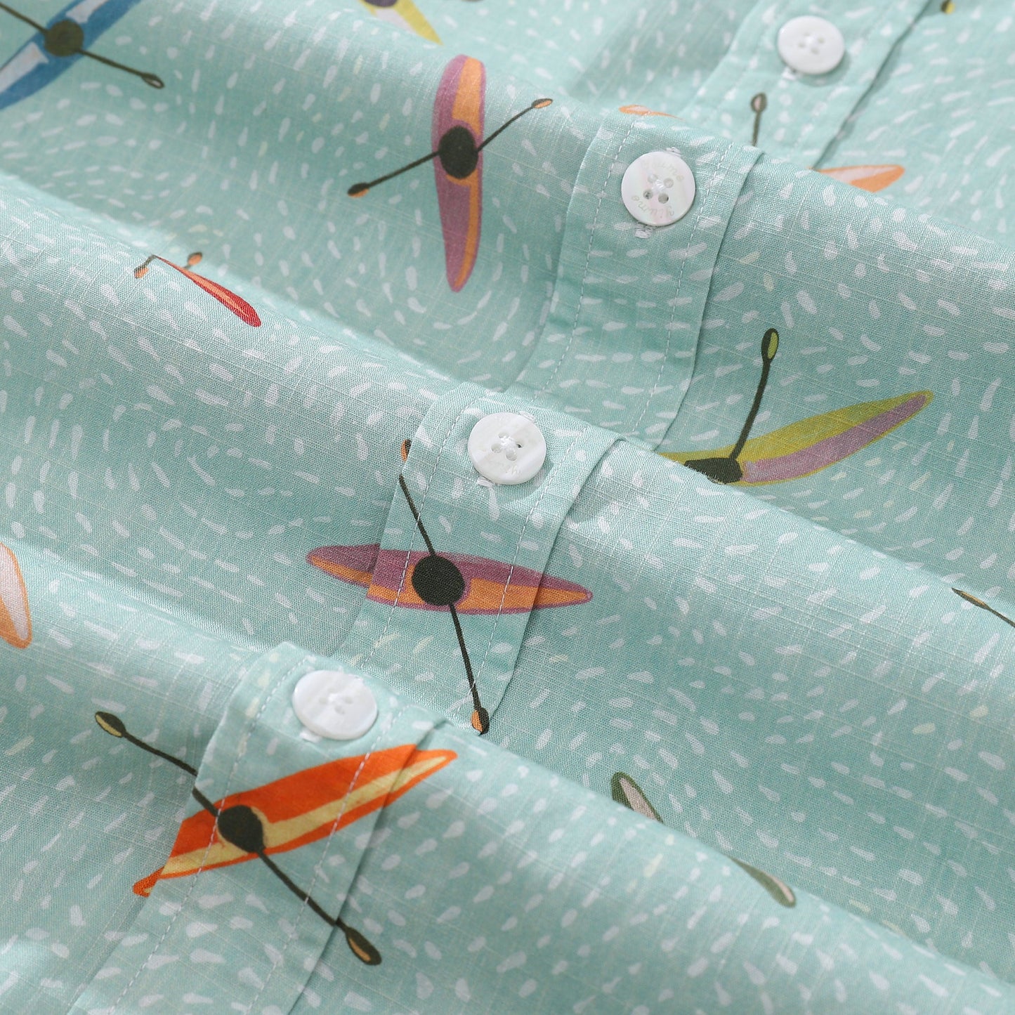 Men's Hawaiian Shirt Sea Kayaks Print By Katie O'Shea Design Cotton Button-down Short Sleeve Aloha Shirt
