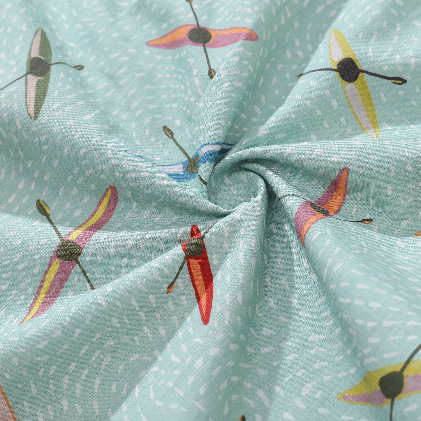 Men's Hawaiian Shirt Sea Kayaks Print By Katie O'Shea Design Cotton Button-down Short Sleeve Aloha Shirt
