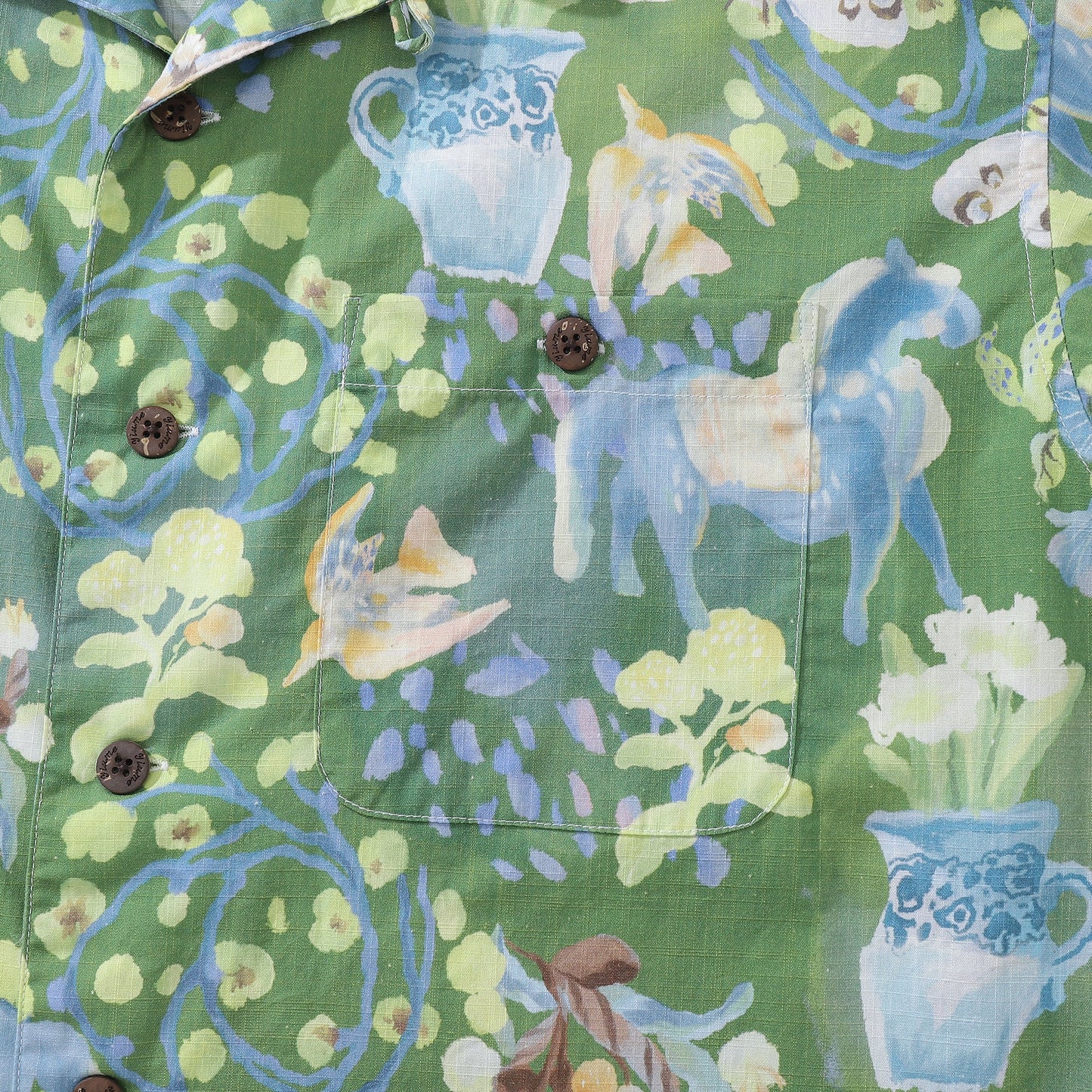 Men's Hawaiian Shirt Fantasy Garden Print Cotton Button-down Short Sleeve Aloha Shirt