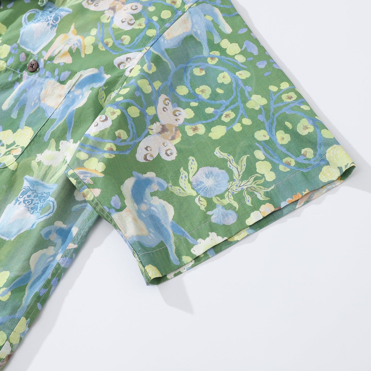 Men's Hawaiian Shirt Fantasy Garden Print Cotton Button-down Short Sleeve Aloha Shirt