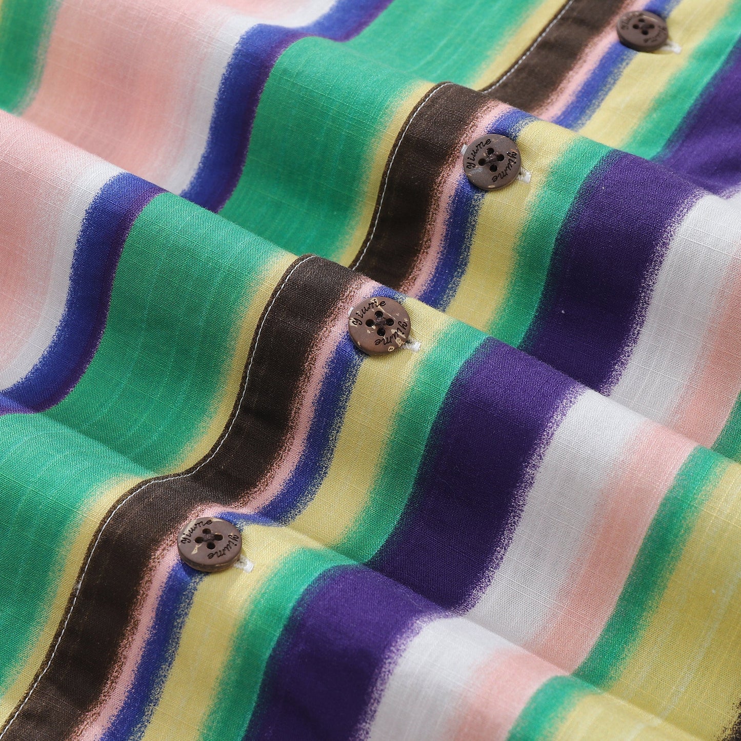 Hawaiian Shirt For Men Rainbow Stripe Shirt Camp Collar 100% Cotton