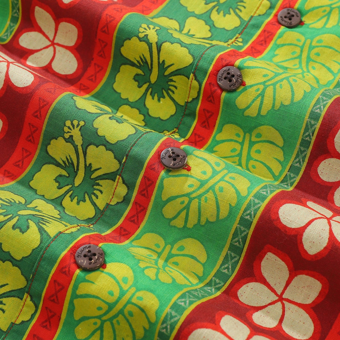 Hawaiian Shirt For Men Vertical Garden Shirt Camp Collar 100% Cotton