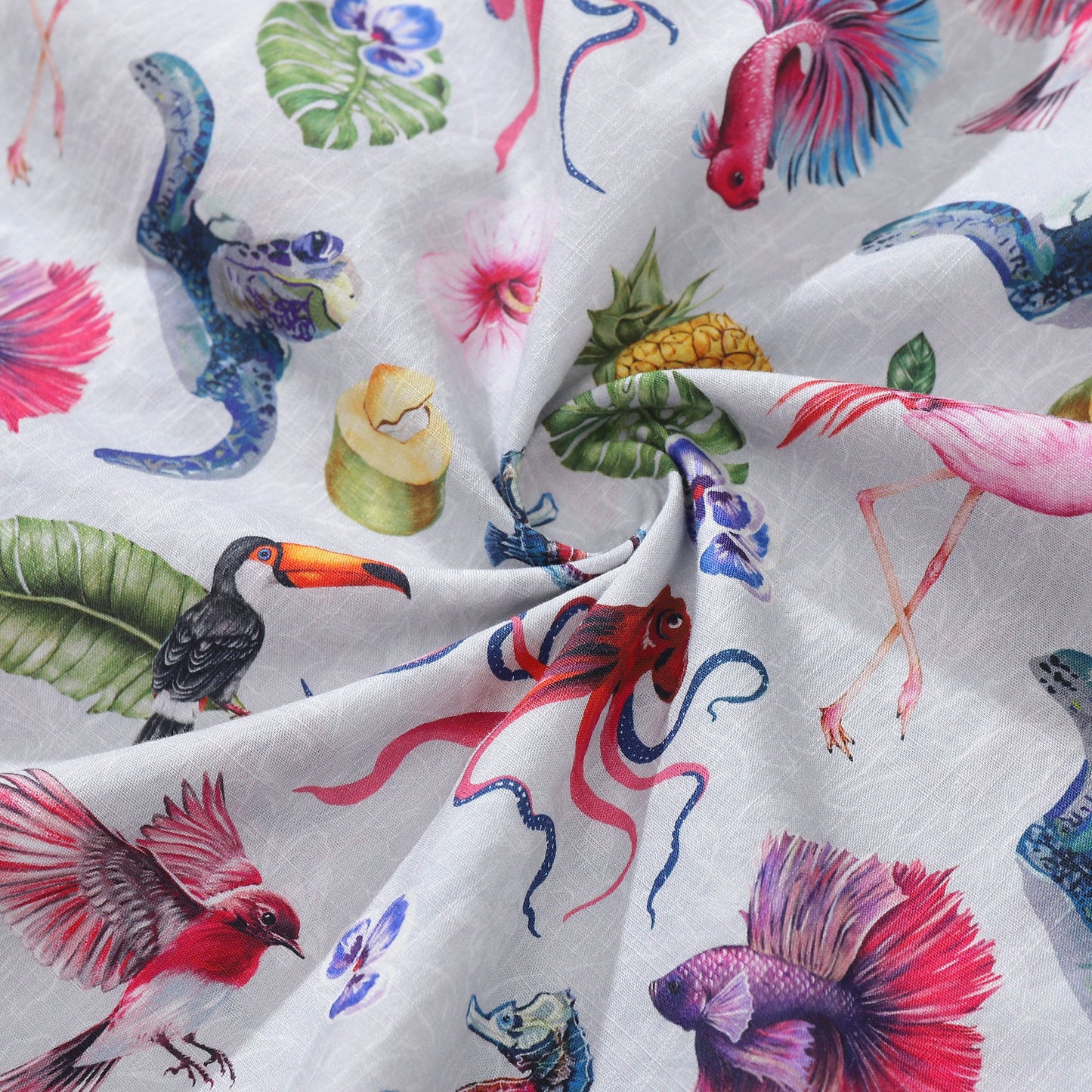 Men's Hawaiian Shirt Tropical Symphony Print Cotton Button-down Short Sleeve Aloha Shirt