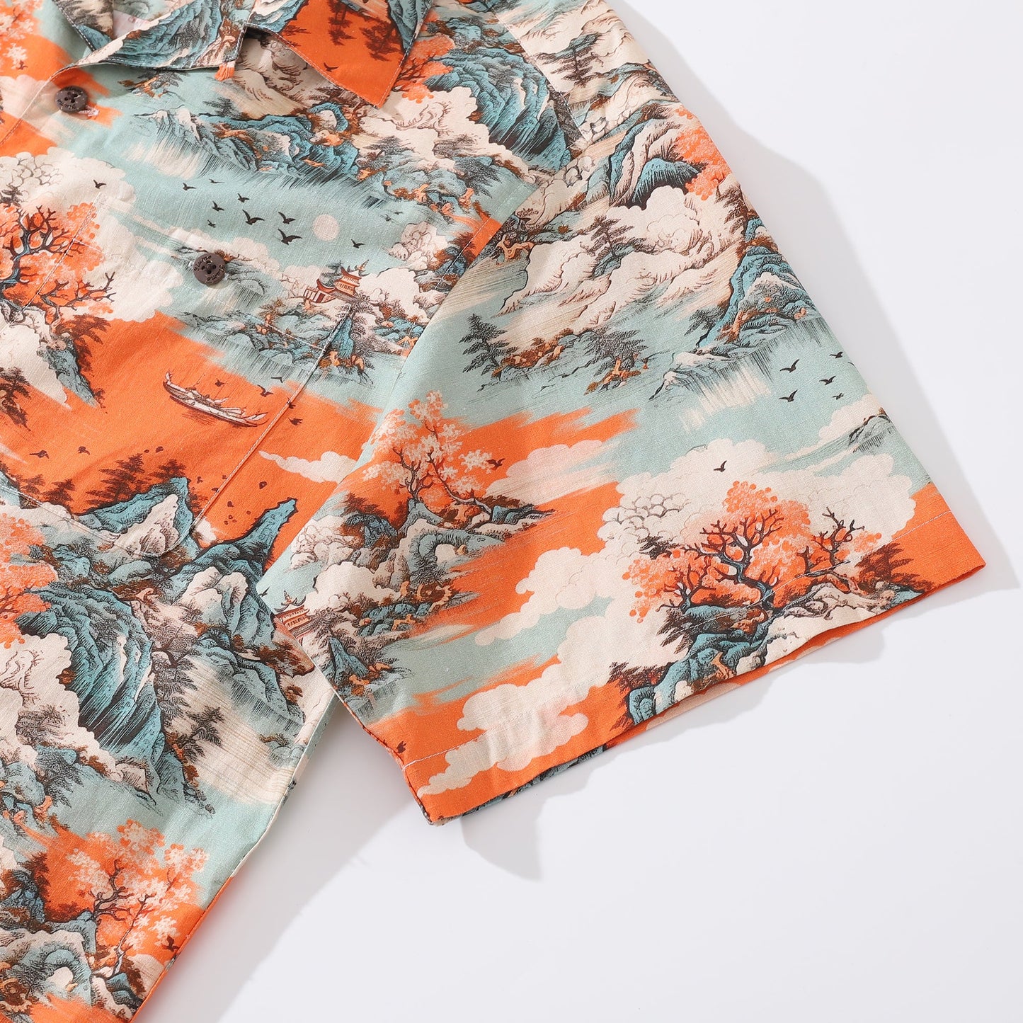 Hawaiian Shirt For Men 1950s Vintage Nature's Majesty Shirt Camp Collar 100% Cotton