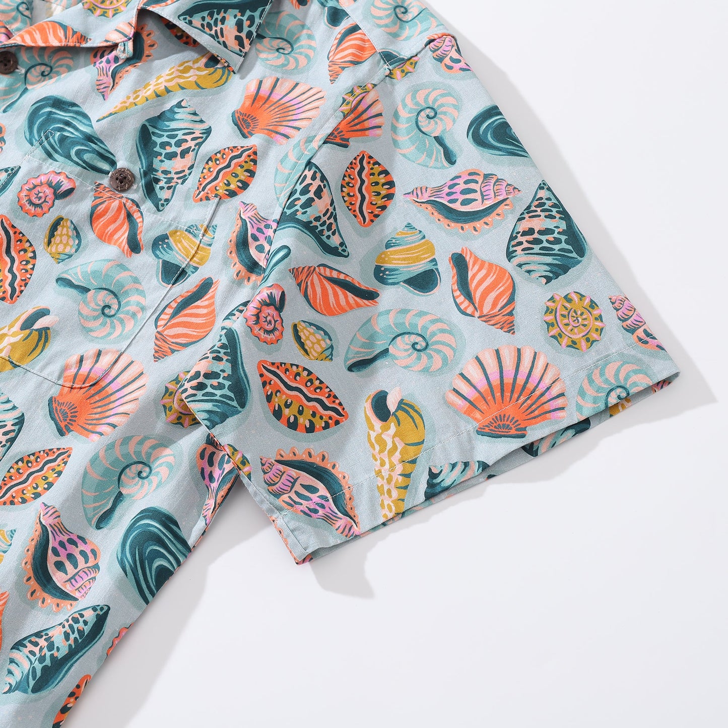 Hawaiian Shirt For Men Sublime Shells By Amy Suther Shirt Camp Collar 100% Cotton