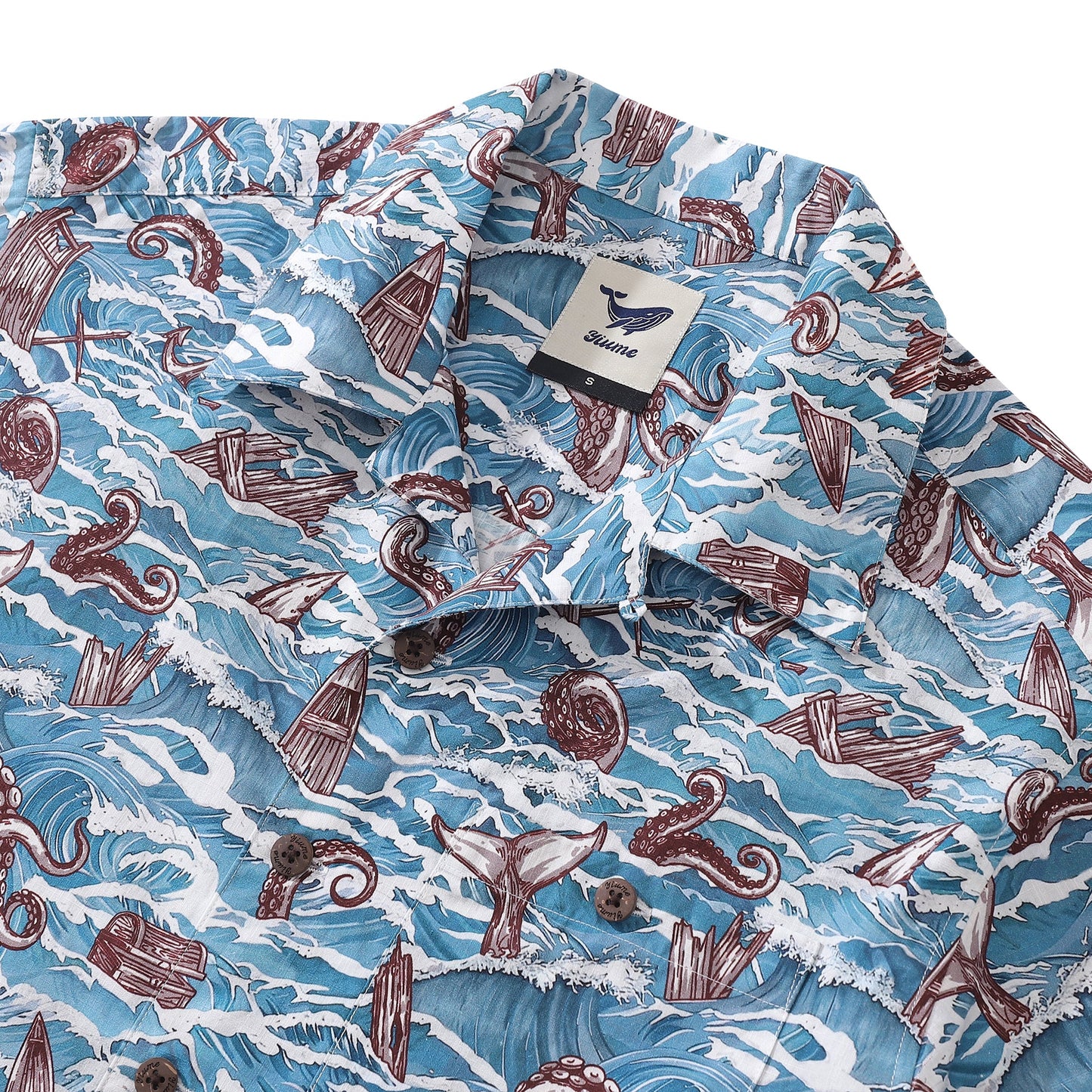 Hawaiian Shirt For Men Monsters of the Deep Shirt Camp Collar 100% Cotton