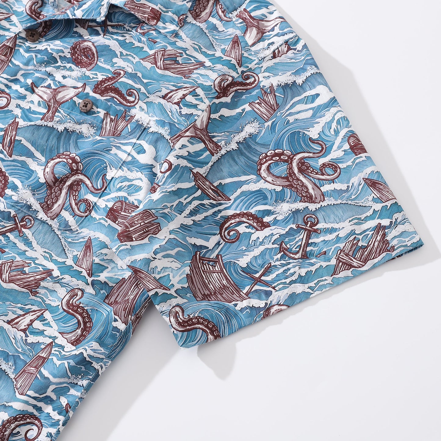 Hawaiian Shirt For Men Monsters of the Deep Shirt Camp Collar 100% Cotton