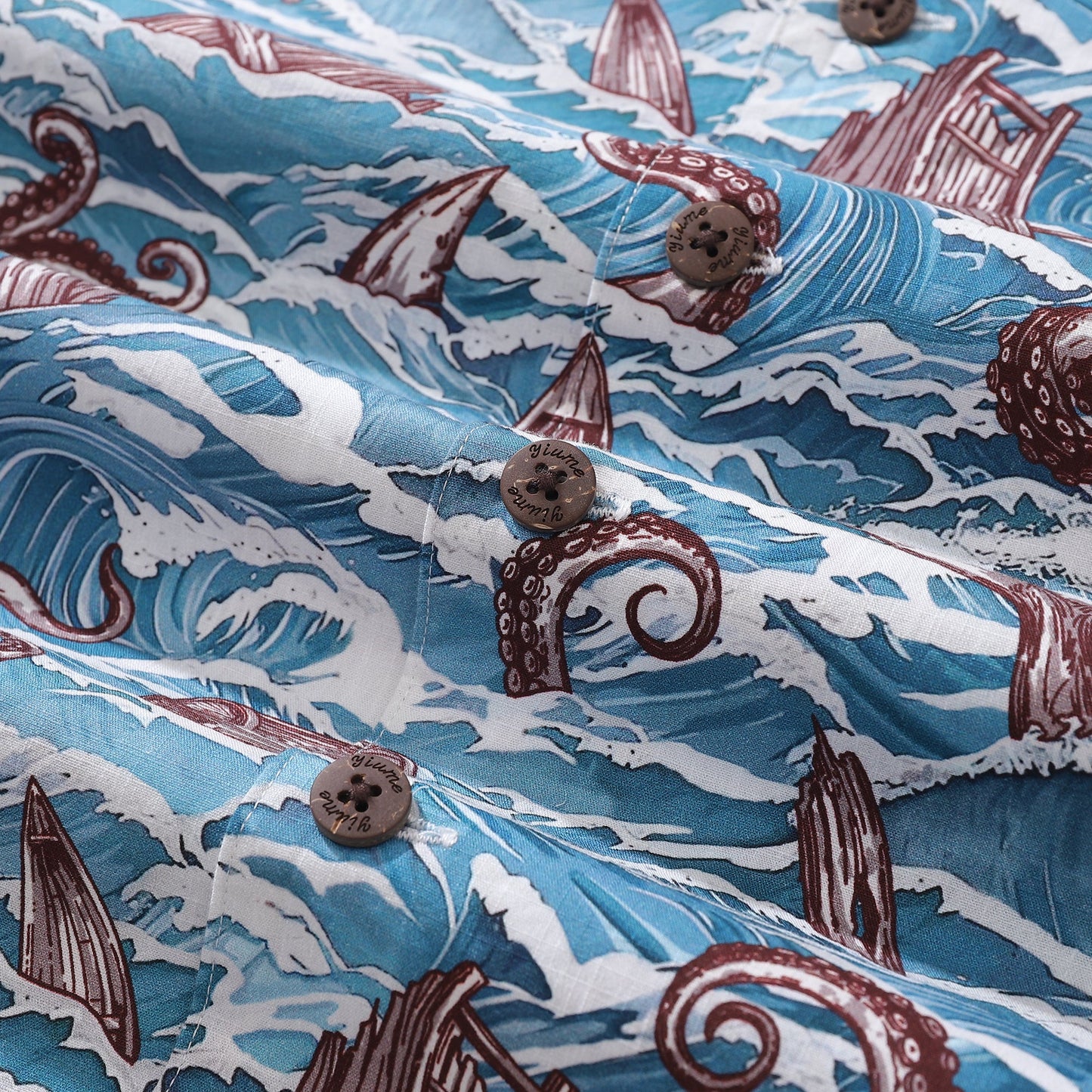 Hawaiian Shirt For Men Monsters of the Deep Shirt Camp Collar 100% Cotton