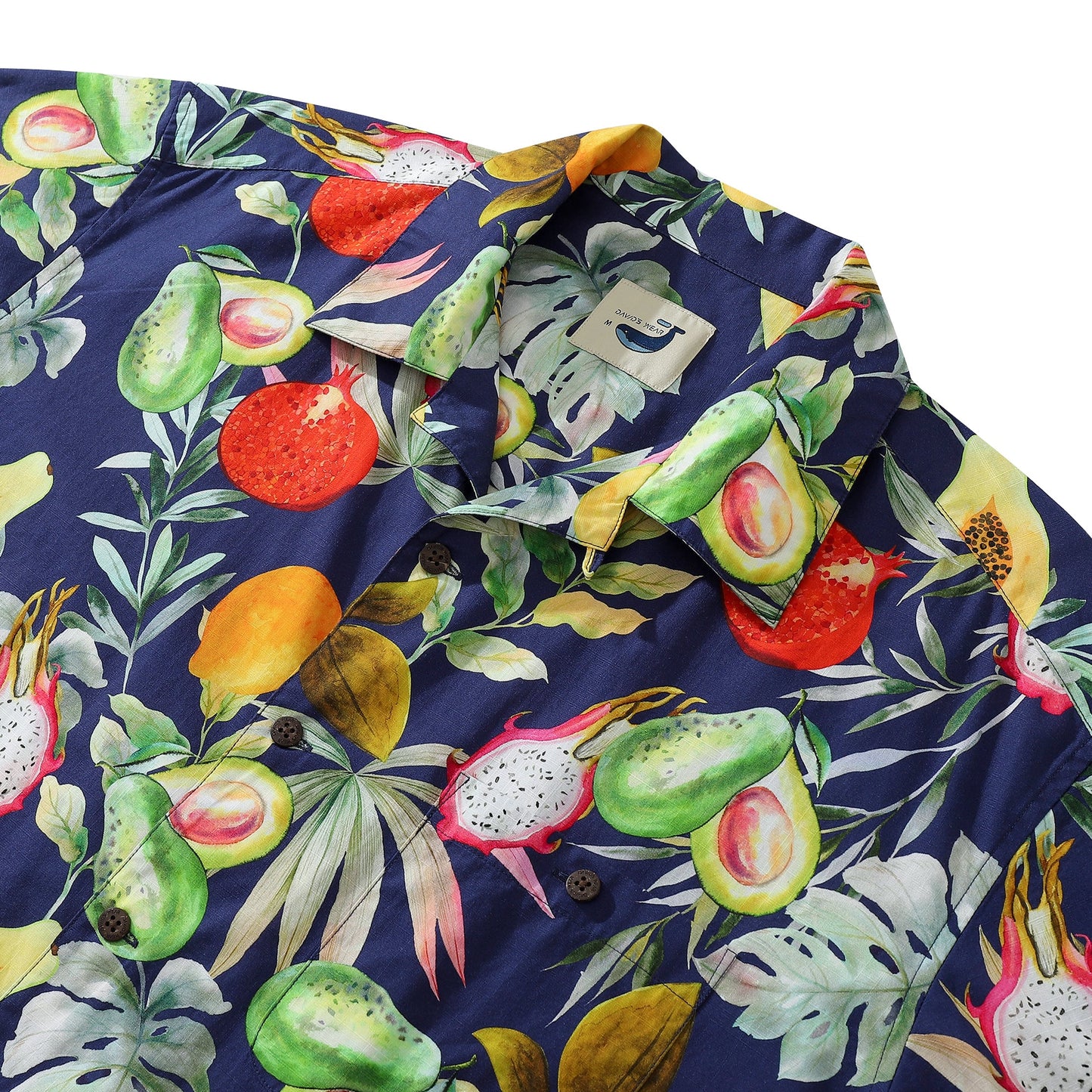 Avocado Papaya Mango Tropical Fruit Men's Hawaiian Shirt 100% Cotton