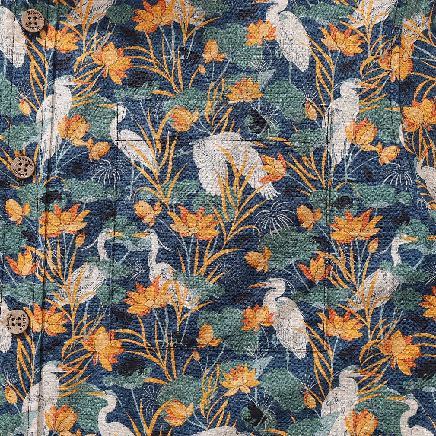 Men's Hawaiian Shirt By the pond By Cassandra O'Leary Cotton Button-down Short Sleeve Aloha Shirt
