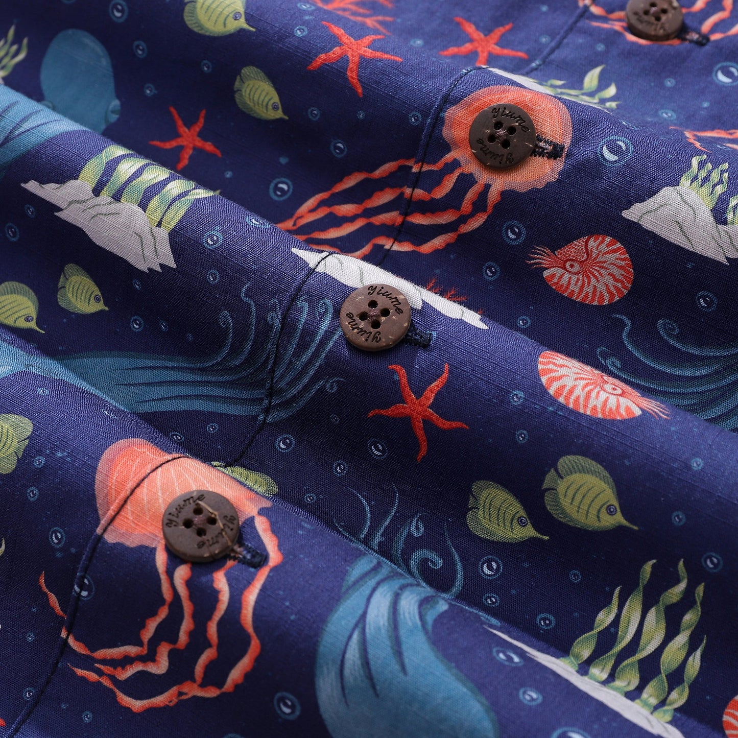 Summer Hawaiian Shirt For Men Underwater Cotton Beach Shirt Camp Collar