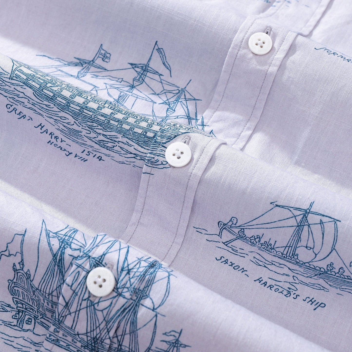 Hawaiian Shirt For Men Ship And Boat Drawing Short Sleeve Designer Shirt