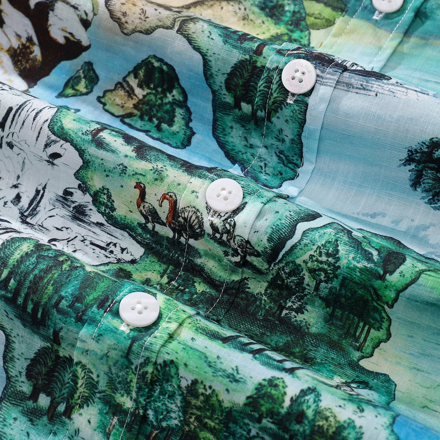 Men's Hawaiian Shirt 1950s Vintage Map Print Cotton Button-down Short Sleeve Aloha Shirt