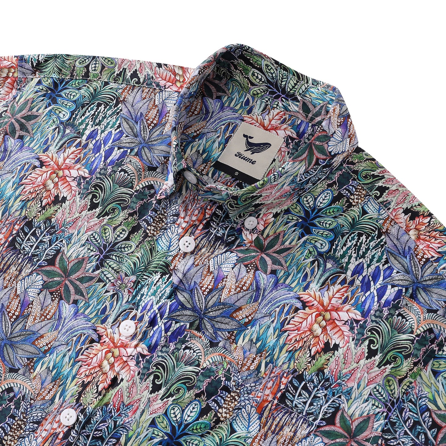 Men's Hawaiian Shirt Mysteries of the Jungle Print Cotton Button-down Short Sleeve Aloha Shirt