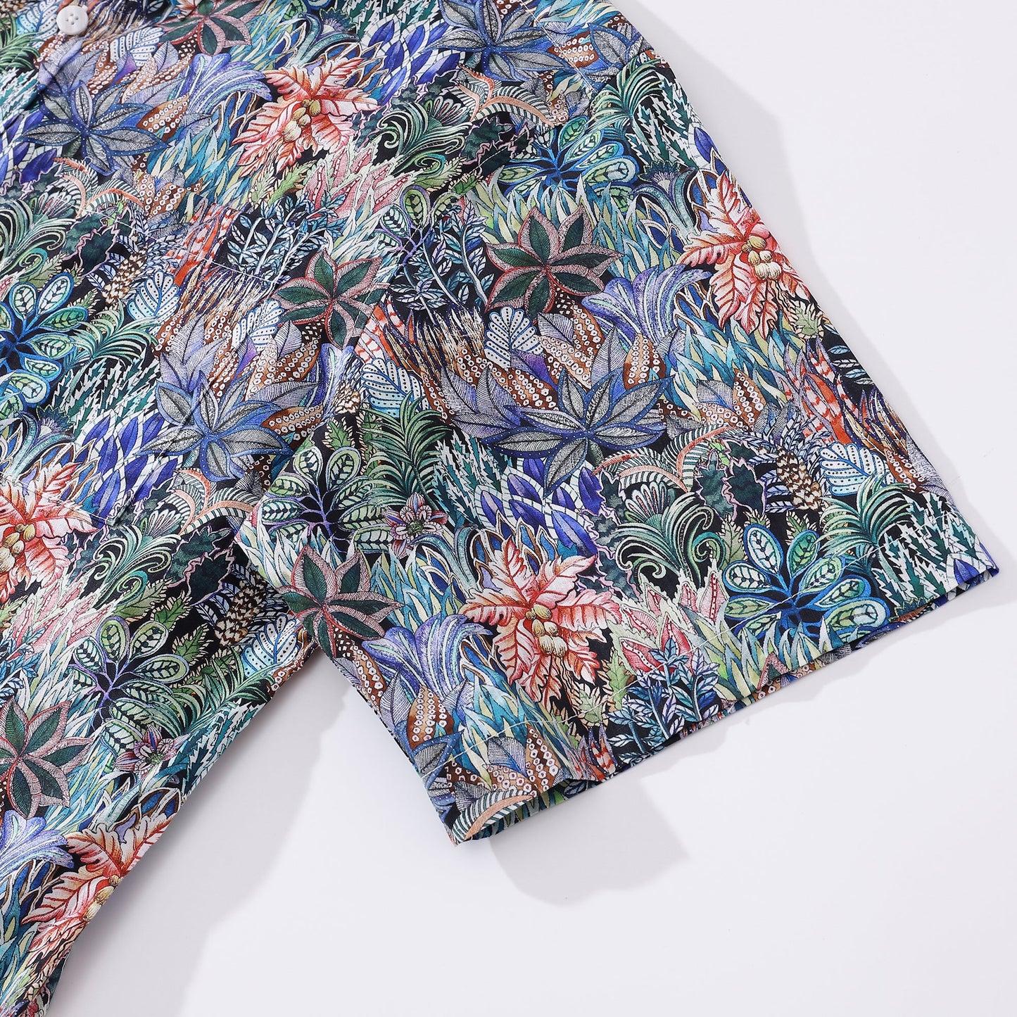 Men's Hawaiian Shirt Mysteries of the Jungle Print Cotton Button-down Short Sleeve Aloha Shirt