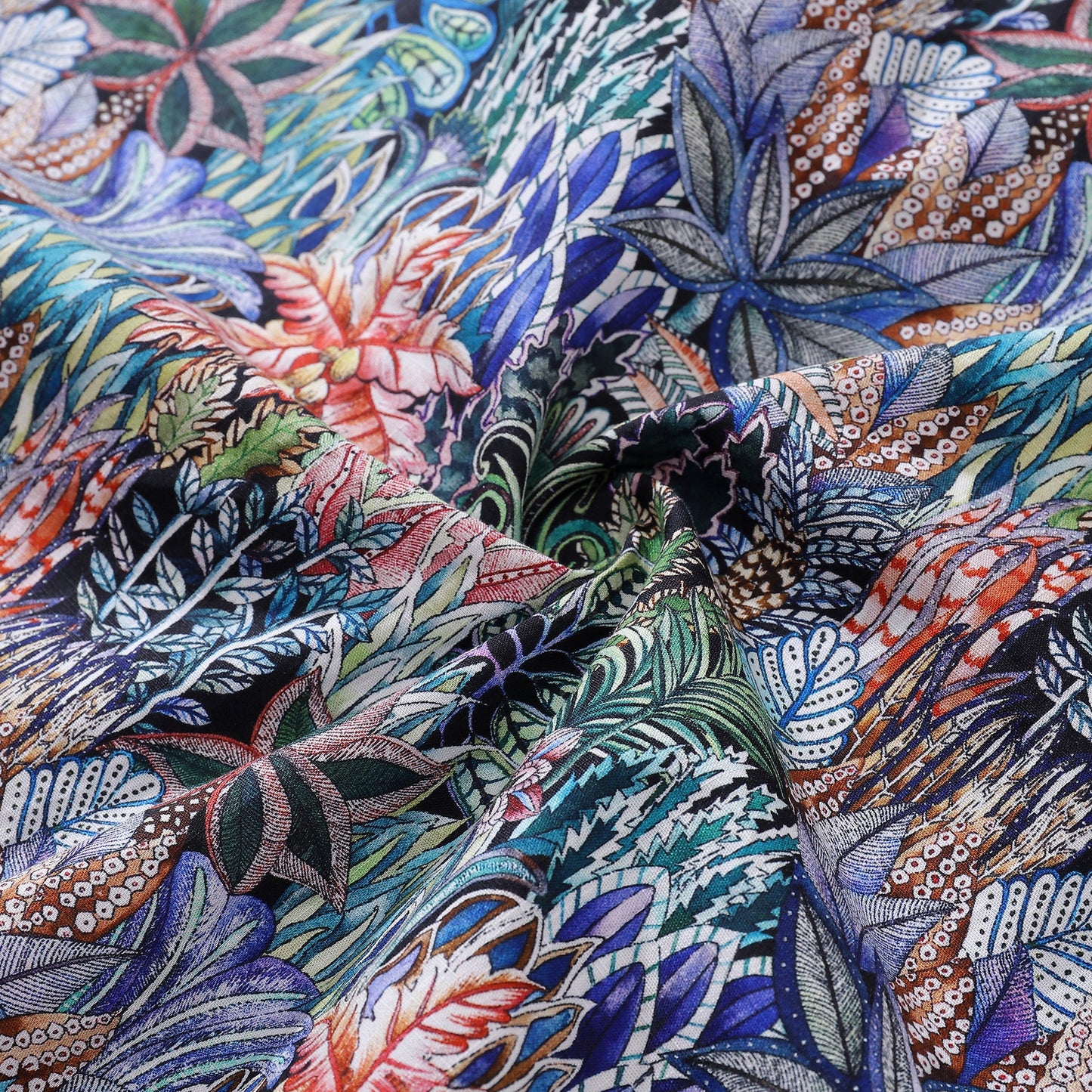 Men's Hawaiian Shirt Mysteries of the Jungle Print Cotton Button-down Short Sleeve Aloha Shirt
