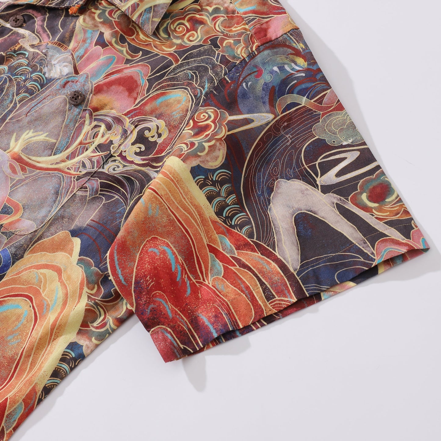 Hawaiian Shirt For Men Blessings Under the Deer's Shadow Shirt Camp Collar 100% Cotton