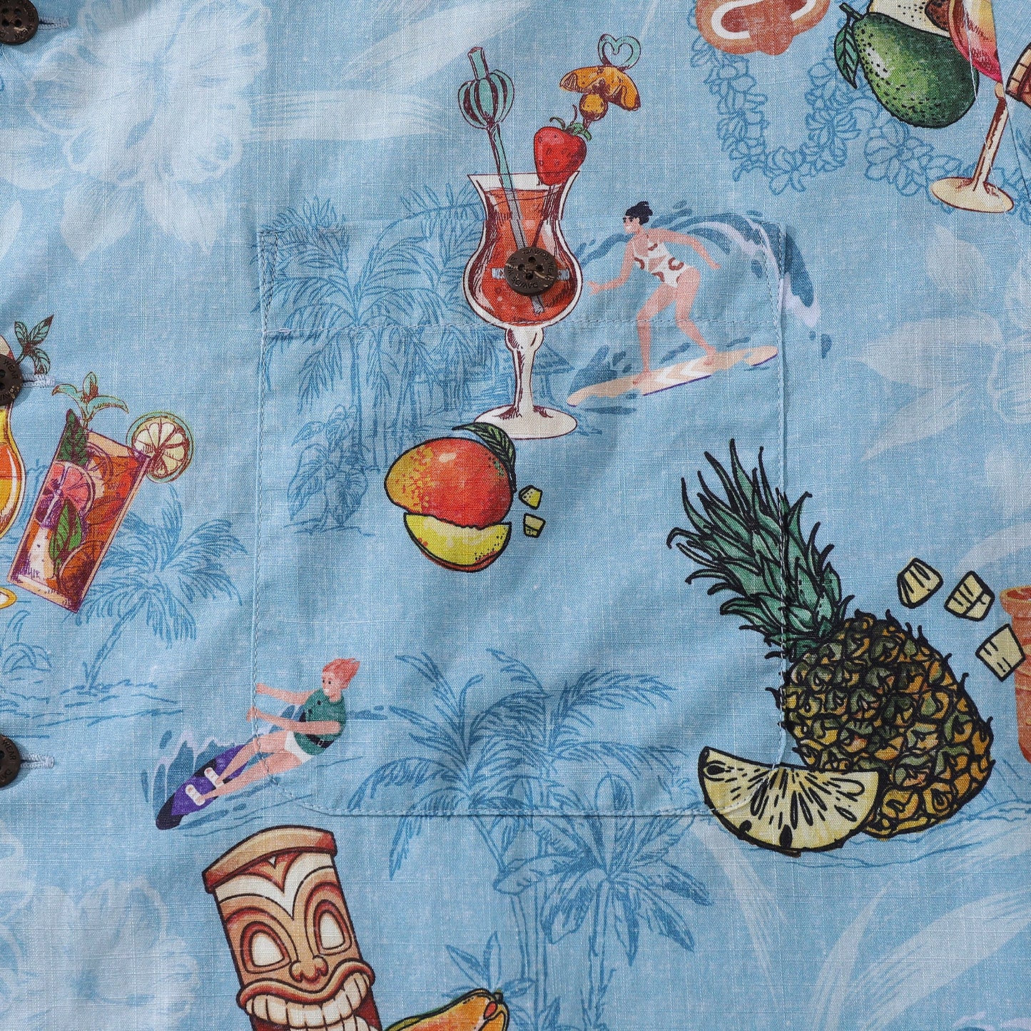 Hawaiian Shirts For Men Tiki Art Cocktail Party Tropical-Themed Print Shirt