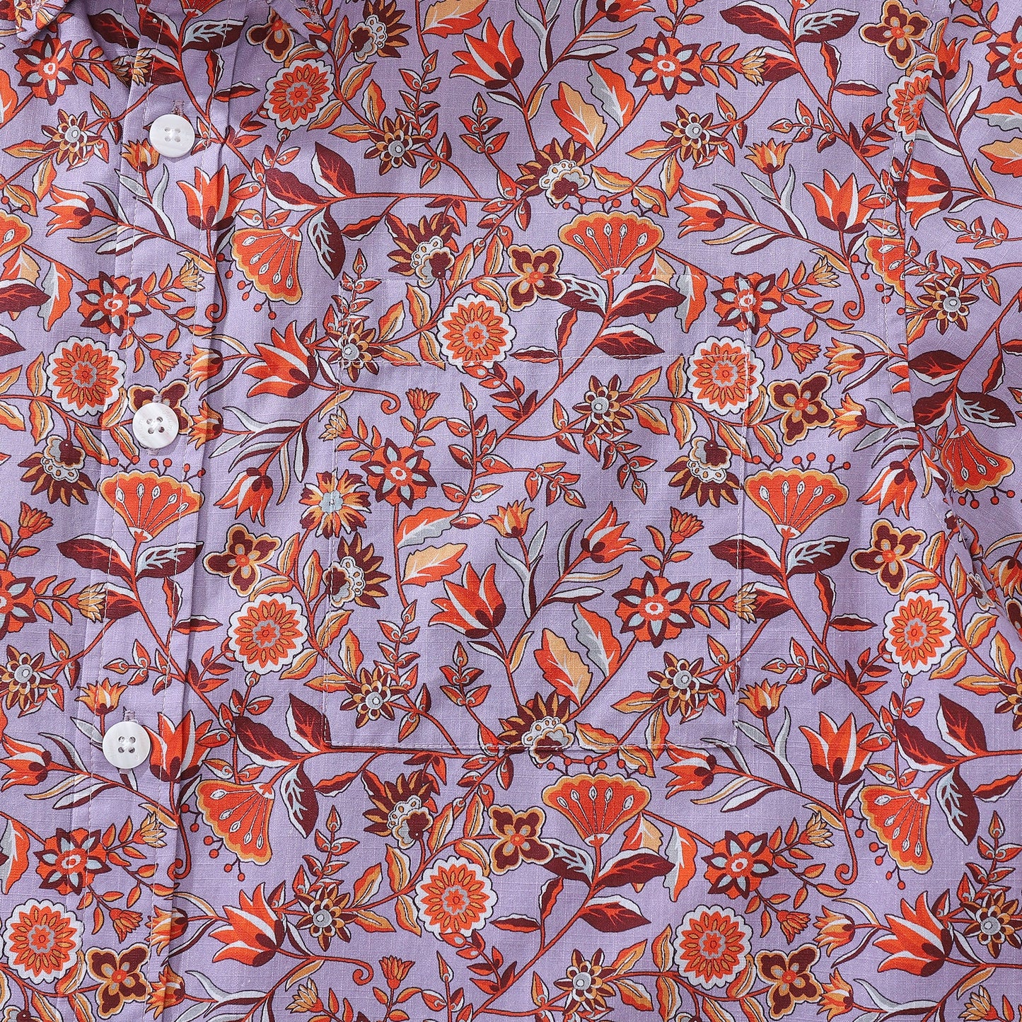 Men's Hawaiian Shirt Purple Orange Multicolored Print Cotton Button-down Short Sleeve Aloha Shirt