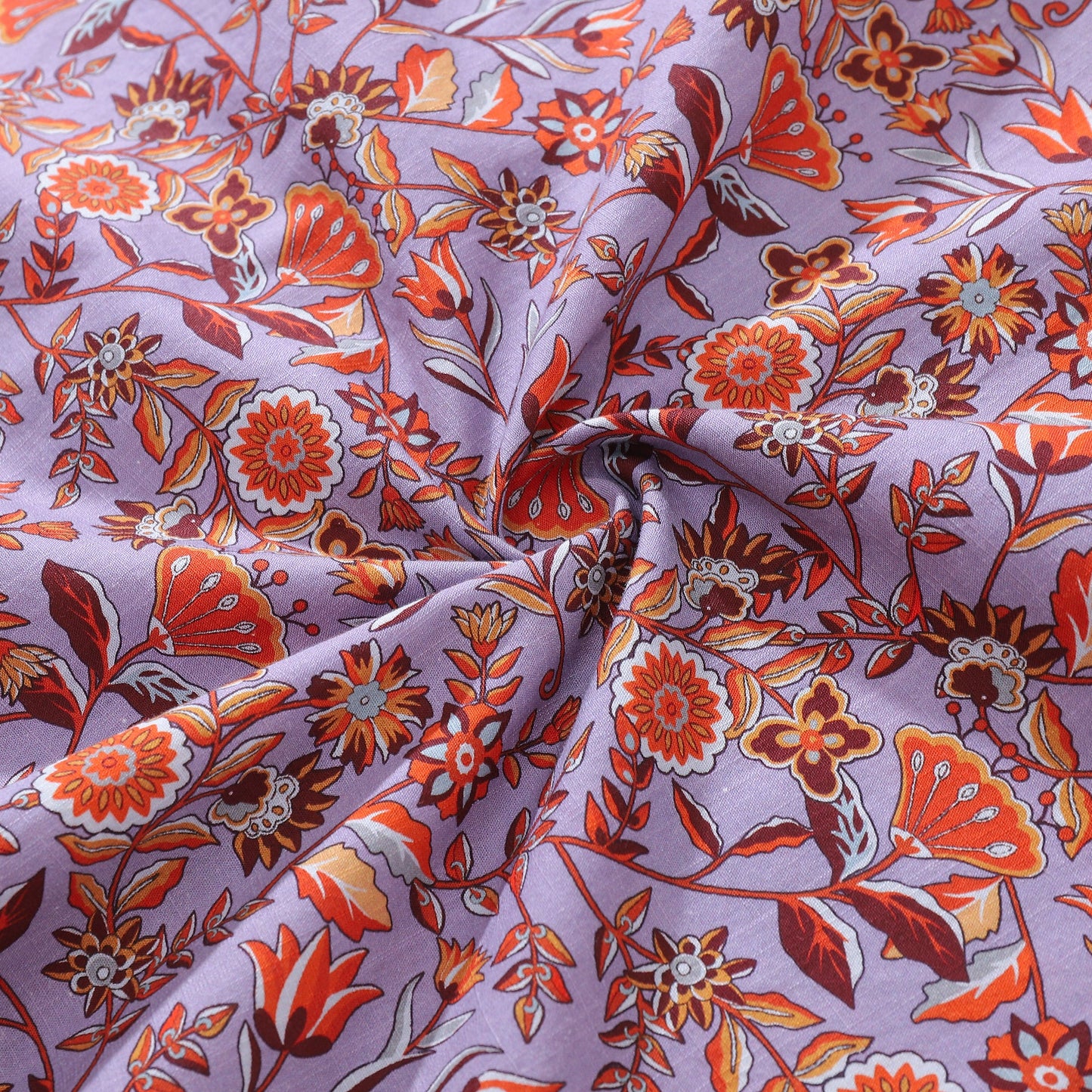 Men's Hawaiian Shirt Purple Orange Multicolored Print Cotton Button-down Short Sleeve Aloha Shirt