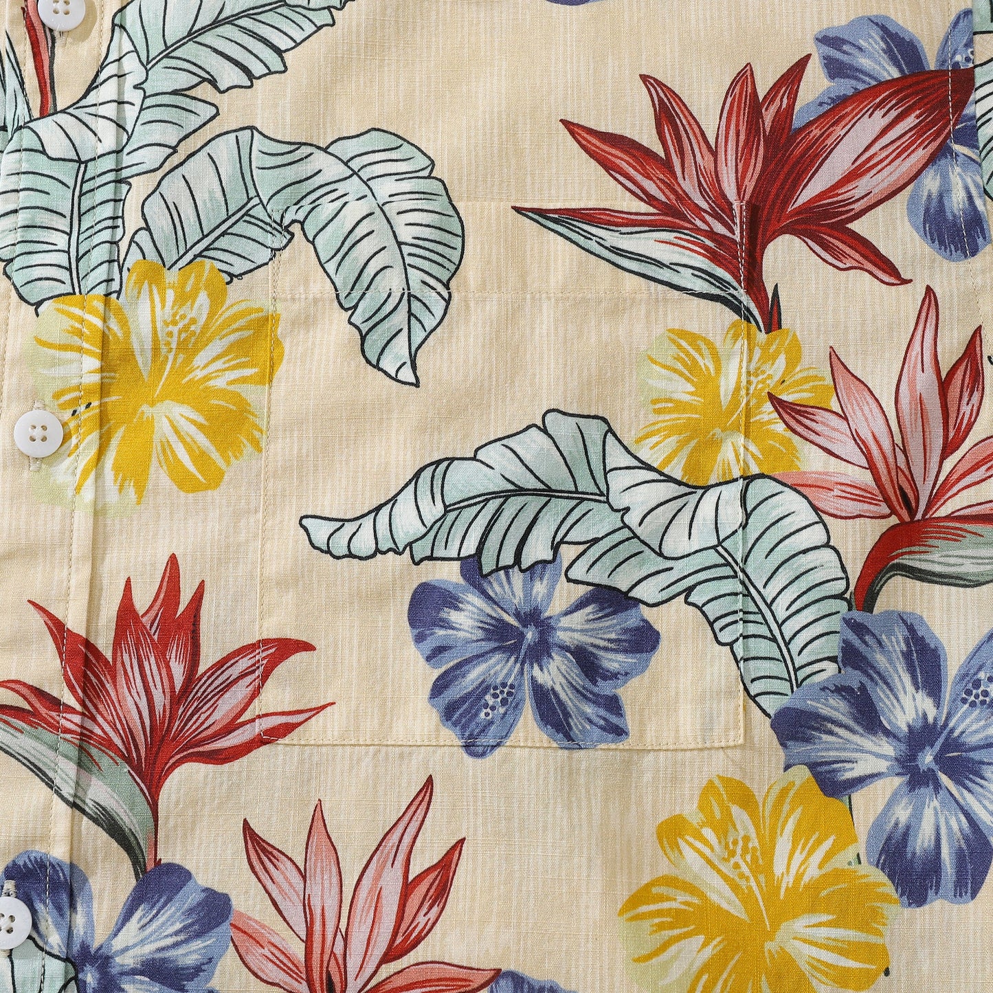 1940s Vintage Hawaiian Shirts For Men Bird of Paradise and Hibiscus Flower Print Shirt 100% Cotton
