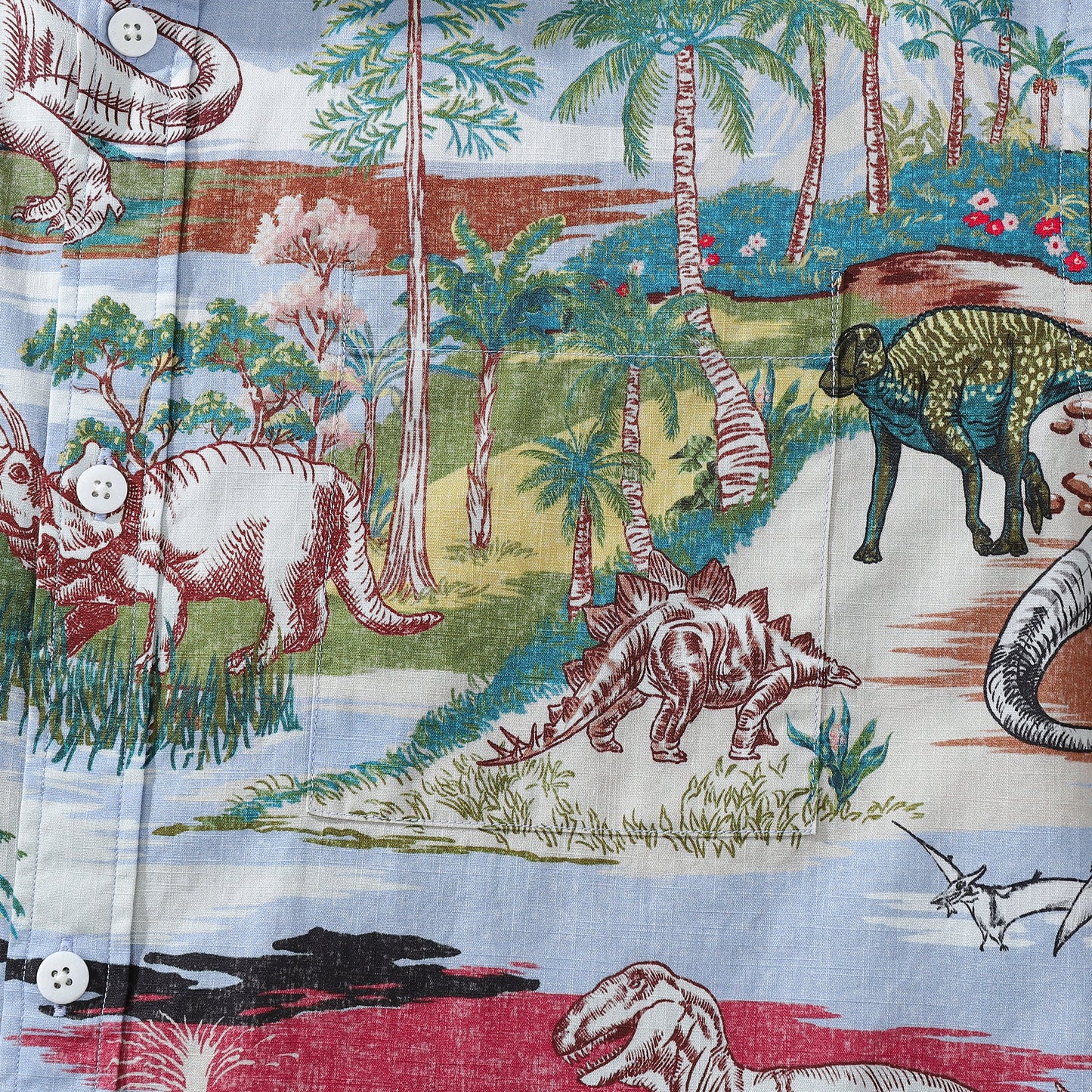 Hawaiian Shirts For Men Vintage Cretaceous Dinosaur Print Shirt