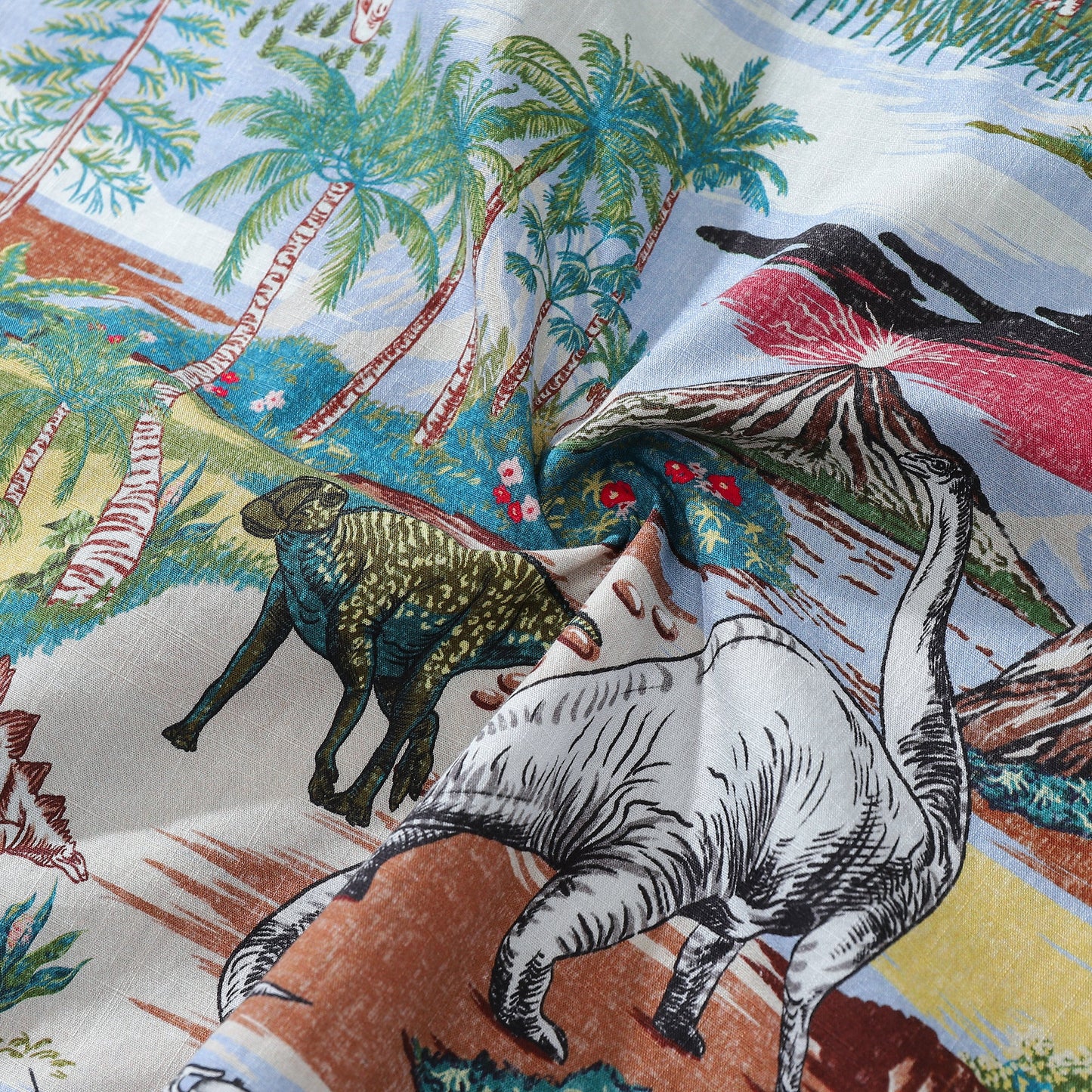 Hawaiian Shirts For Men Vintage Cretaceous Dinosaur Print Shirt